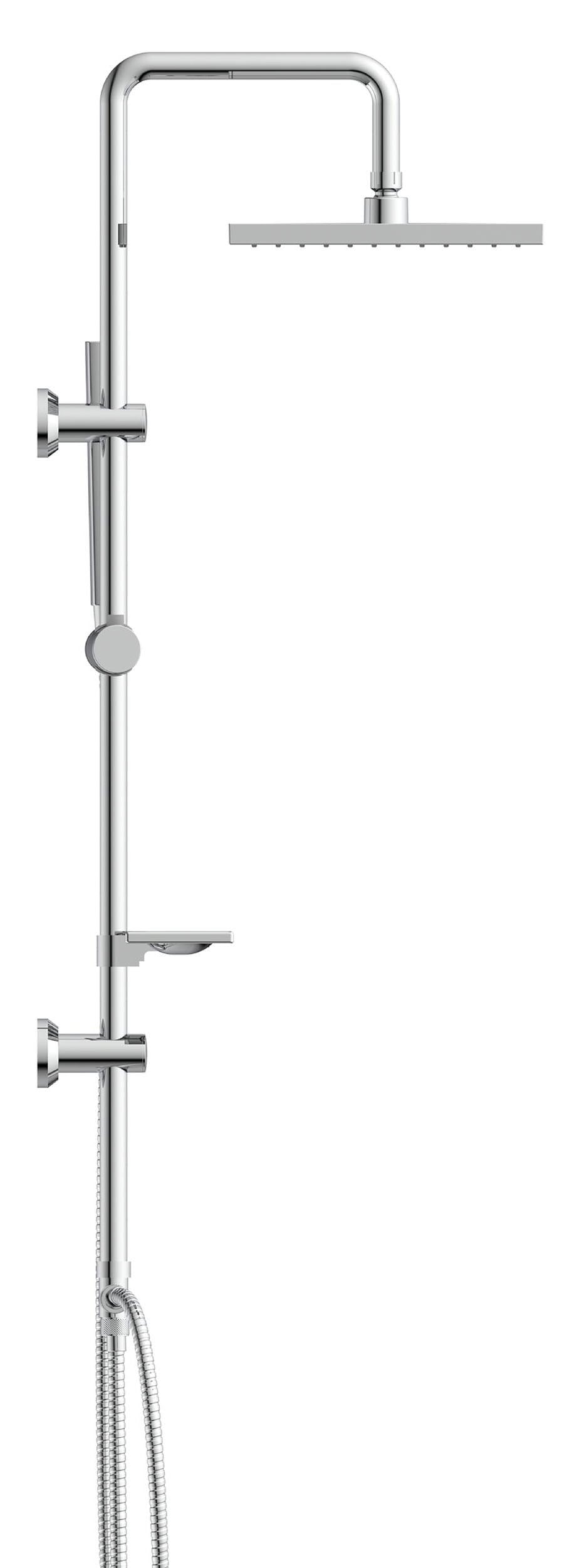 welltime Stangenbrause-Set »LINA« Überkopfbrause mit Seifenablage, 20 cm Kantenlänge.