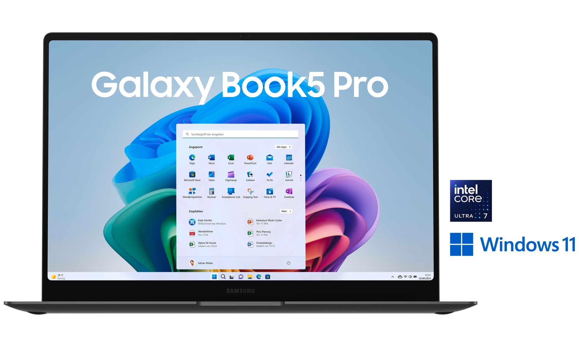 Samsung Notebook »Book5 Pro 16 (NP960X) Intel Core Ultra 7 16GB+512GB AMOLED 2X-Display«, 40,64 cm, / 16 Zoll, Intel, Ultra 7, ARC, 512 GB SSD