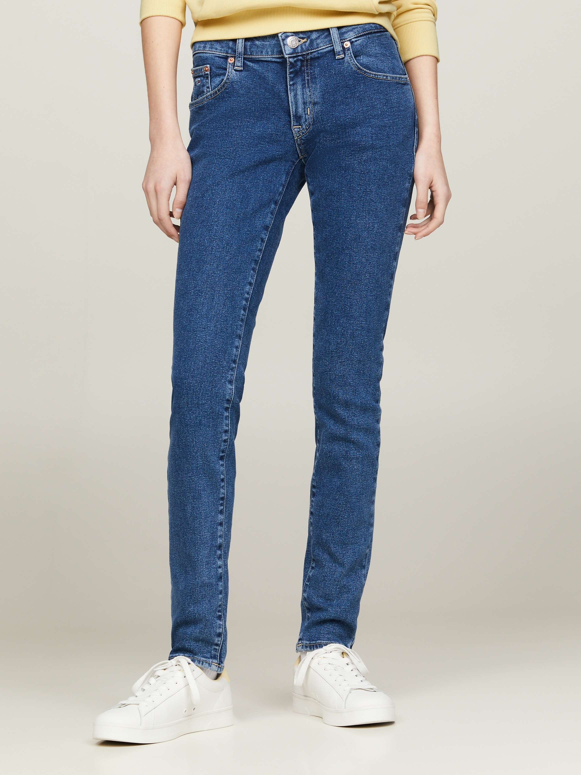 Tommy Jeans Slim-fit-Jeans »Skinny Jeans Marken Low Waist Mittlere Leibhöhe«, mit Faded-Out Effekten