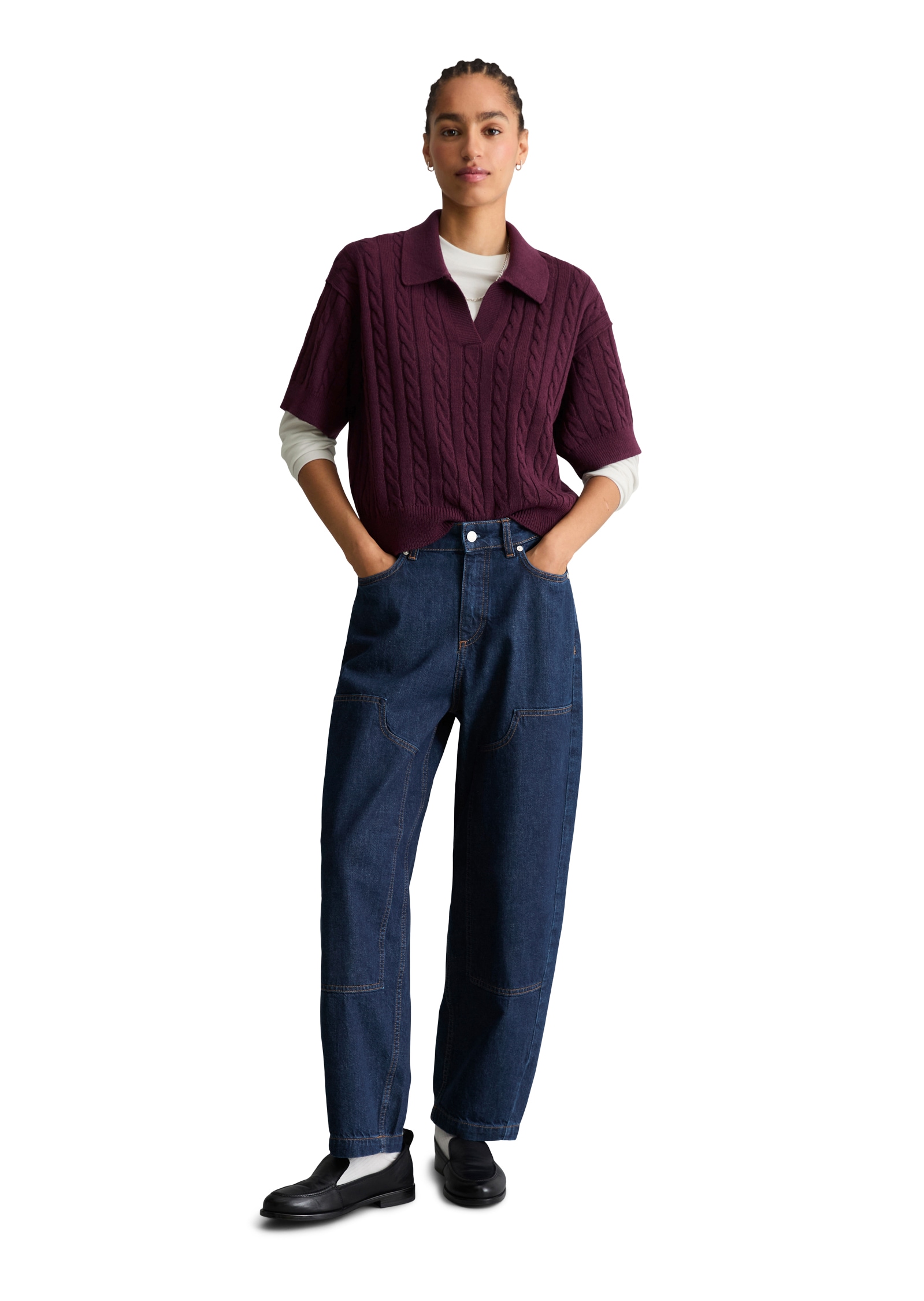 Marc O'Polo DENIM Strickshirt mit Polokragen, Schurwollmix, oversize