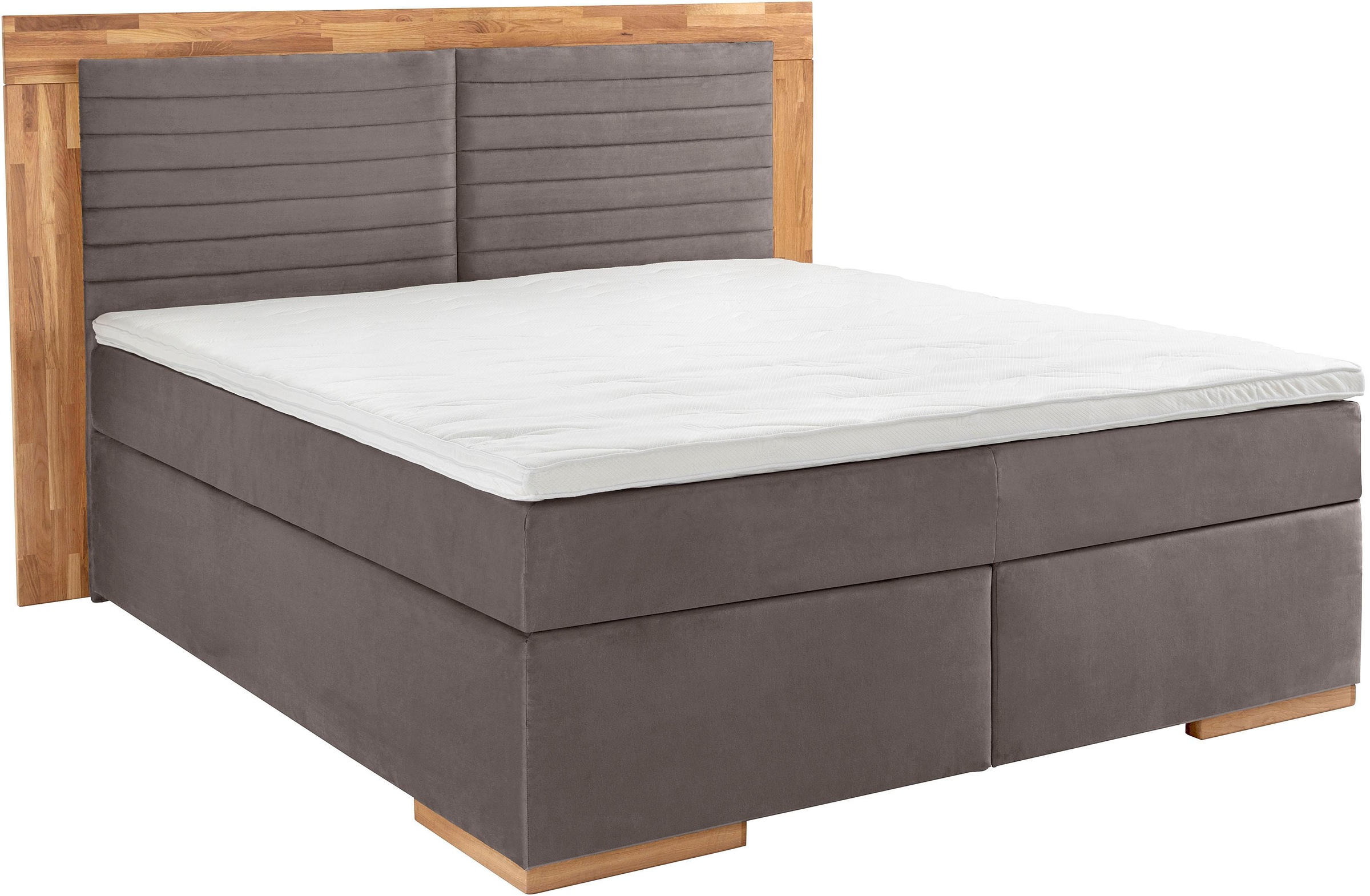 Home affaire Boxspringbett »Cup« mit Massivholzrahmen, mit Topper, in 2 Härtegraden, in 3 Breiten