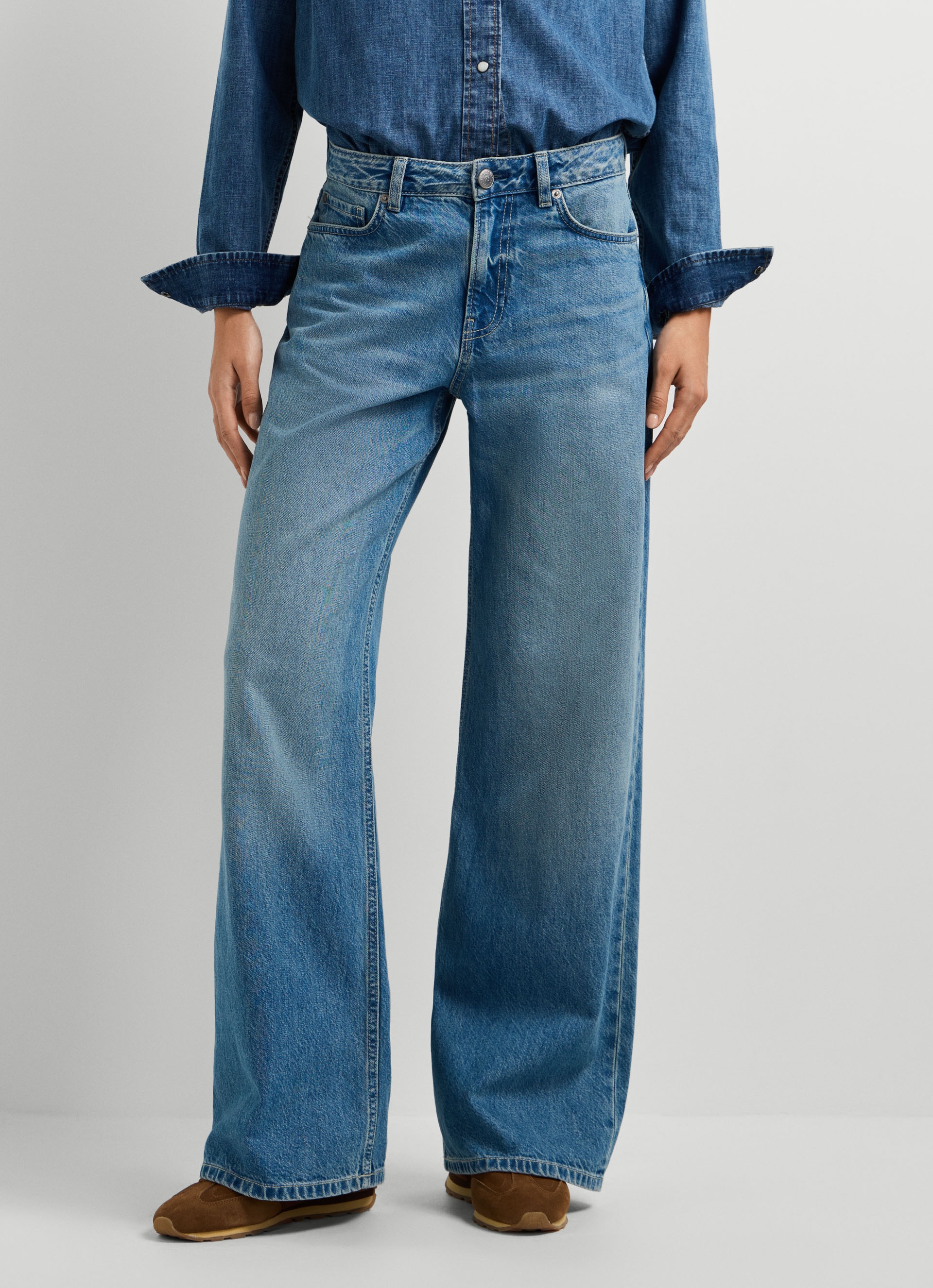 Pepe Jeans Weite Jeans »LINA MW WIDE LEG VERDE BLU« aus Baumwoll-Denim, mittlere Leibhöhe