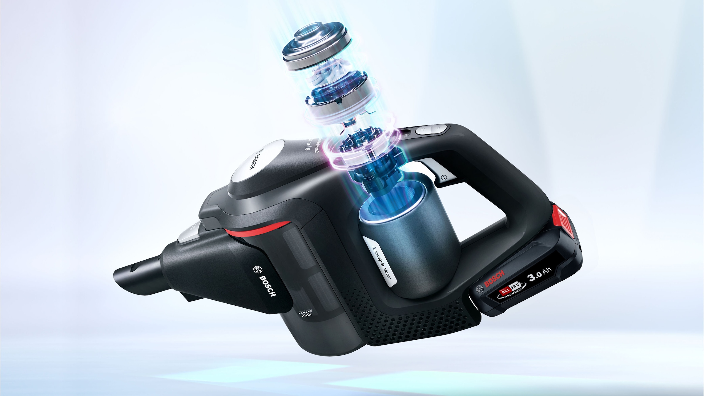 BOSCH Akku-Stielstaubsauger »Unlimited 8 Gen2 BKS8214T, Hygiene-Filter, 10 Jahre Motorgarantie«, LED-Licht, hohe Saugkraft, lange Laufzeit, Mini-Turbo-Düse, schwarz