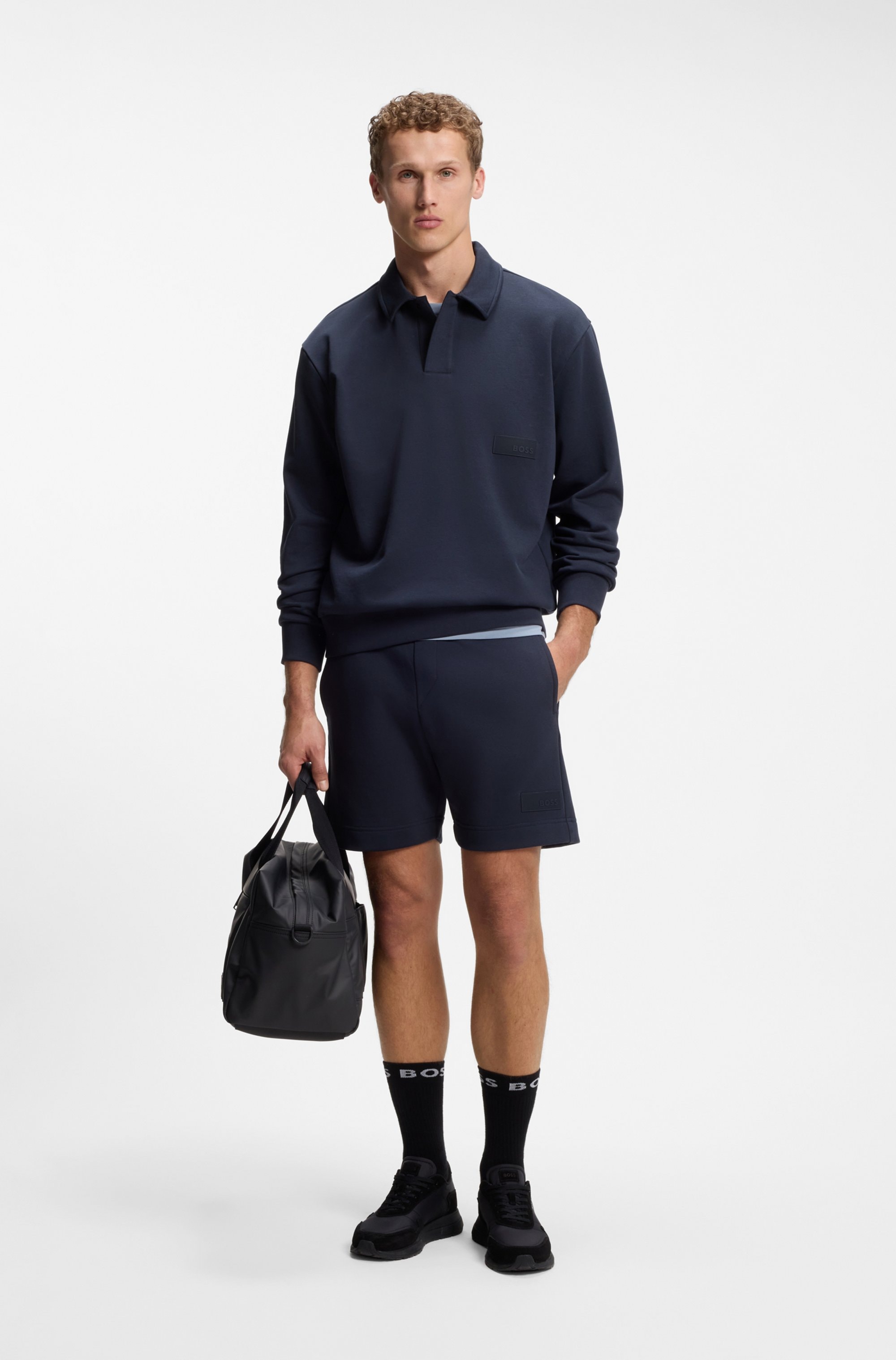 BOSS GREEN Sweatshirt , Polokragen und verdeckte Knopfleiste, Relaxed Fit
