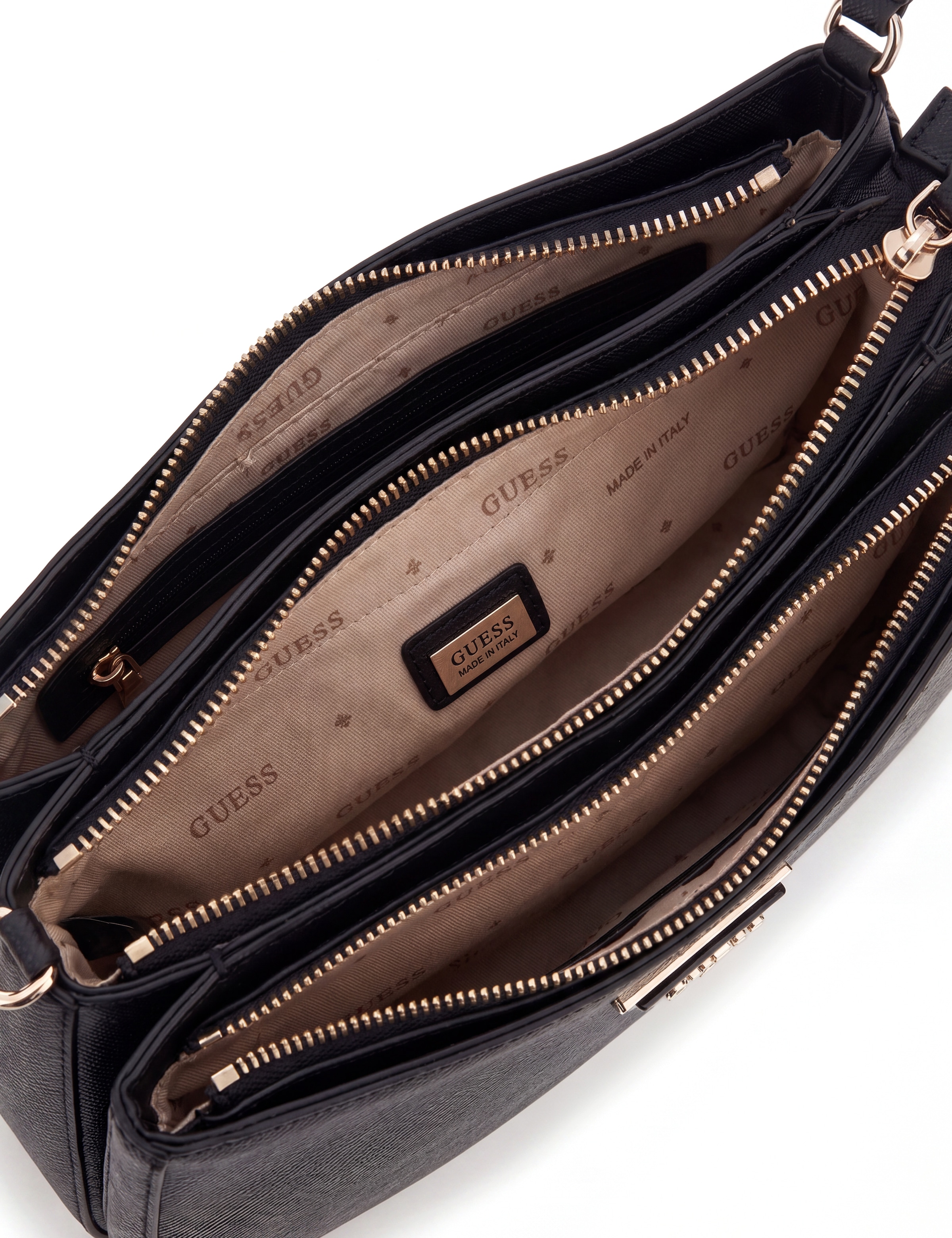 Guess Schultertasche »NOELLE II TOP ZIP SHOULDER BAG« Damen Henkeltasche, Handtasche in klassischer Optik, mit Anhänger