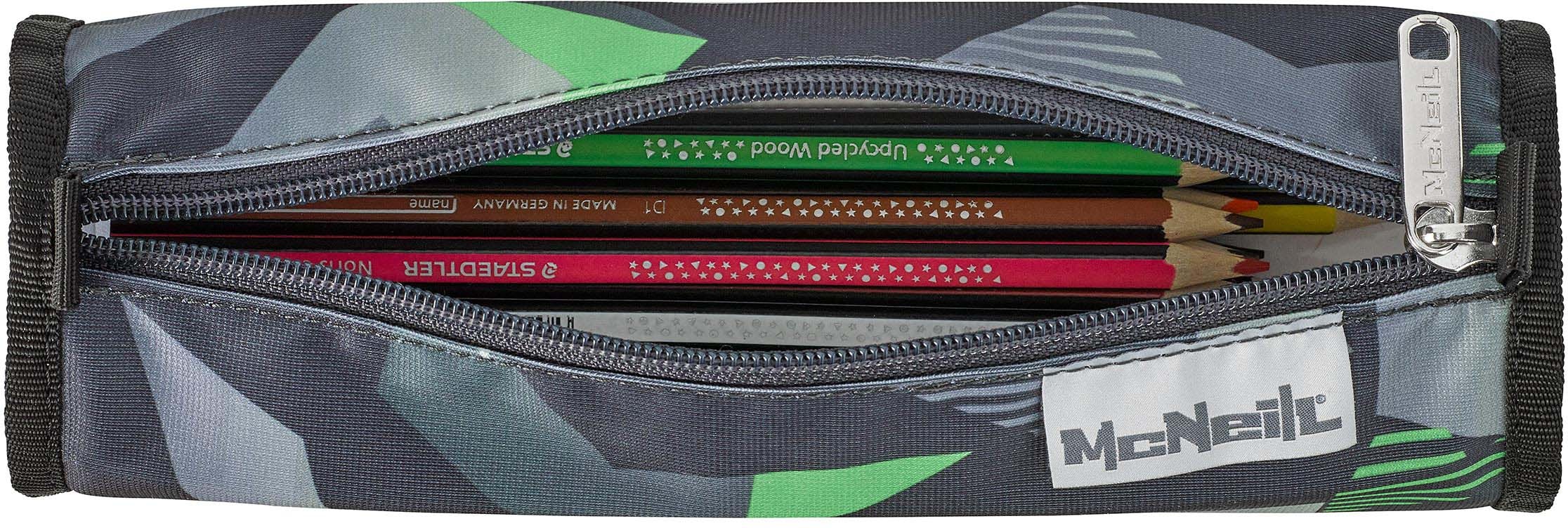 McNeill Schulranzen »mac2, Techno«, reflektierende Streifen auf den Schultergurten-retroreflektierende Flächen, inkl. Federmäppchen, Turnbeutel, Schlamperrolle & Motivmagnet