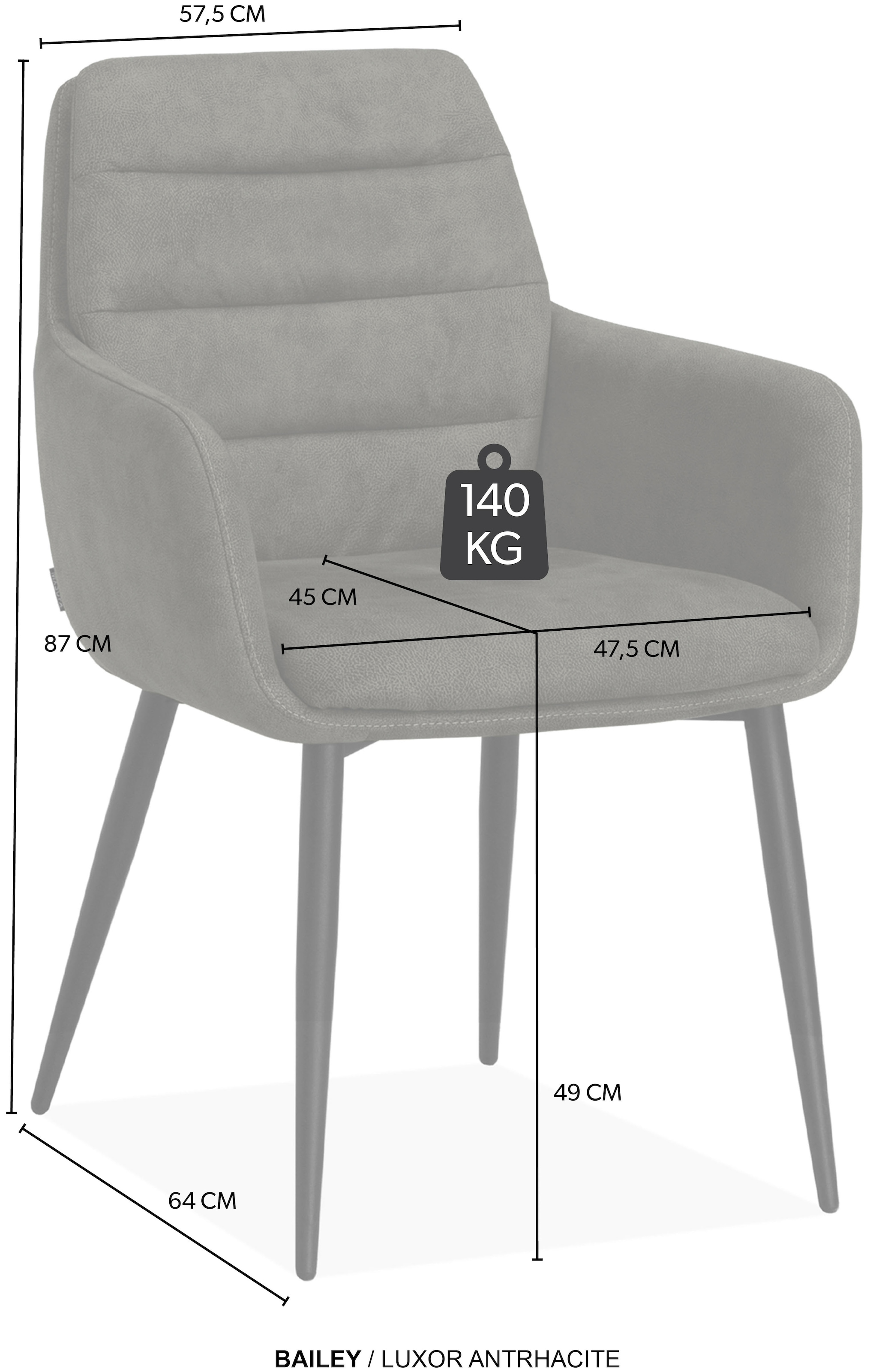 OMG Design Armlehnstuhl »Bailey«, Stoff, Schalenstuhl, pflegeleicht, auch als 2er Set erhältlich