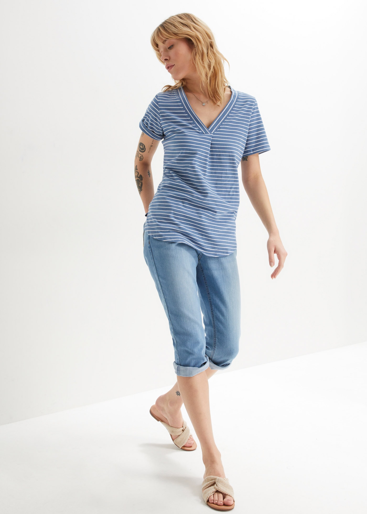 bonprix Caprijeans Slim Fit Passform, erhältlich in mehreren Größen, mit Stretch-Anteil