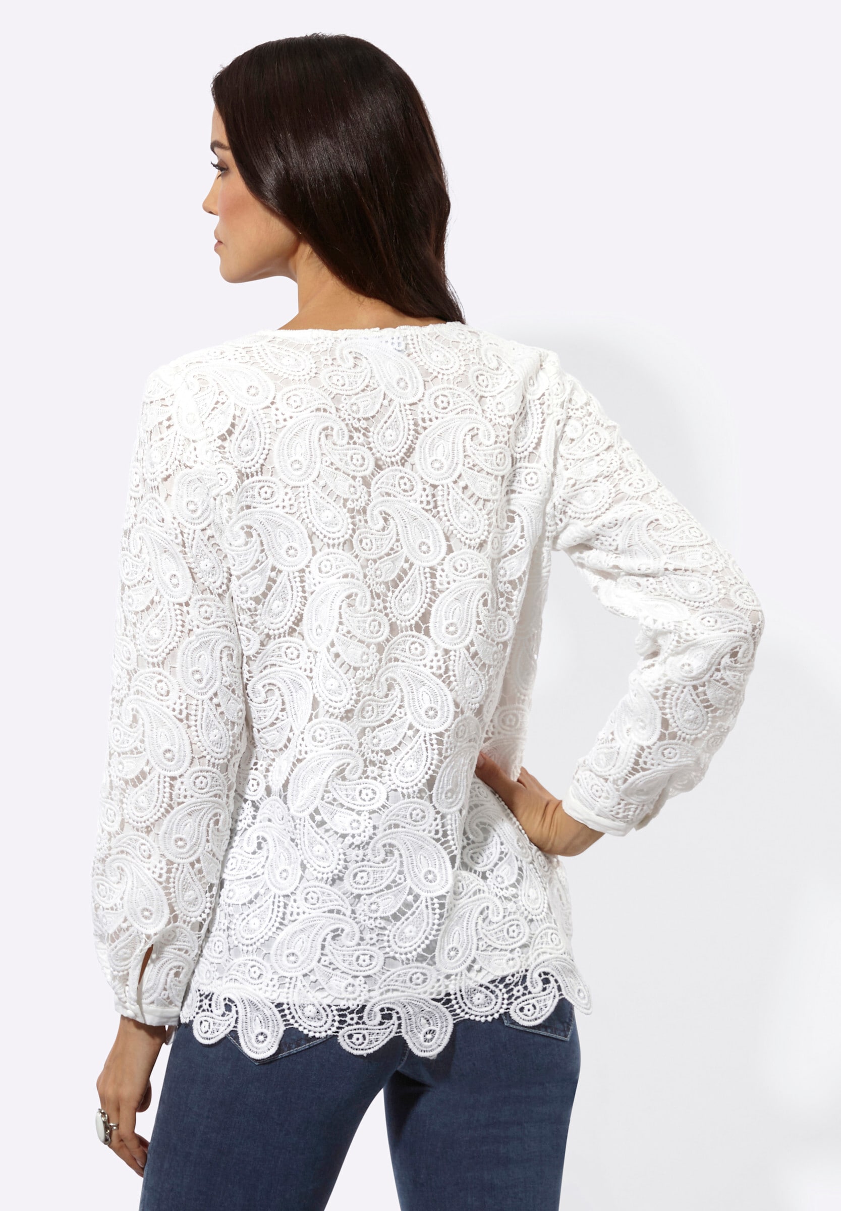 creation L Klassische Bluse »Spitzen-Bluse Spitzenbluse , blickdicht durch Baumwollfutter«