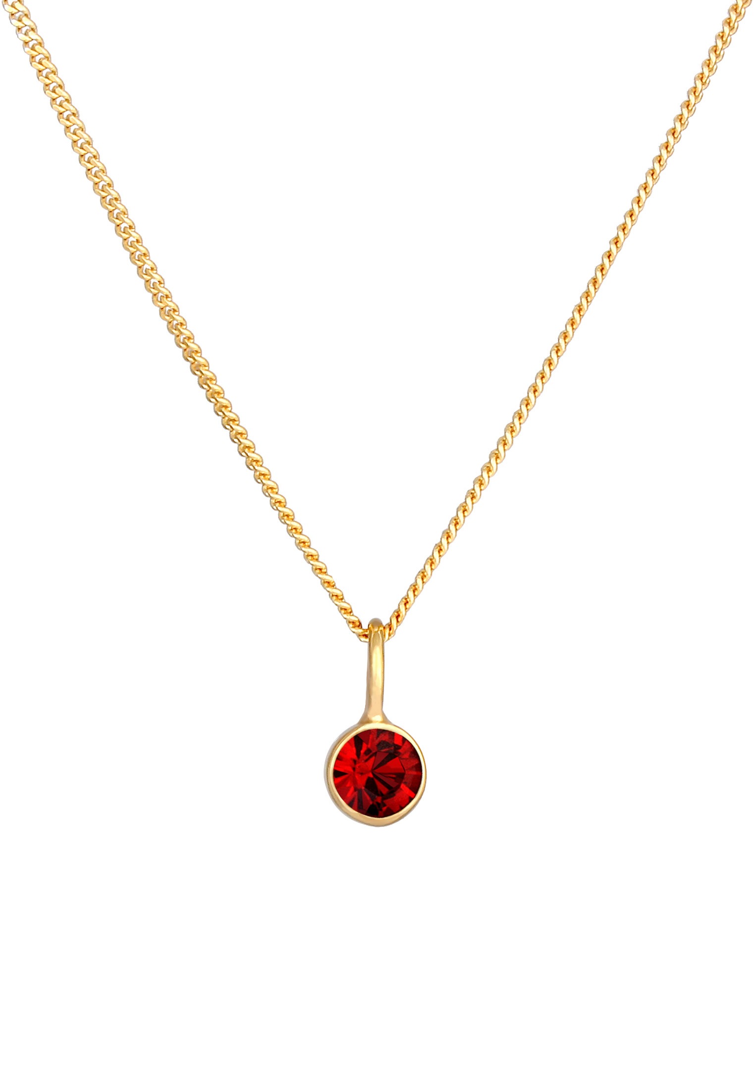 Elli Silberkette »Halskette Solitär Rund Kristall Rot 925 Silber«