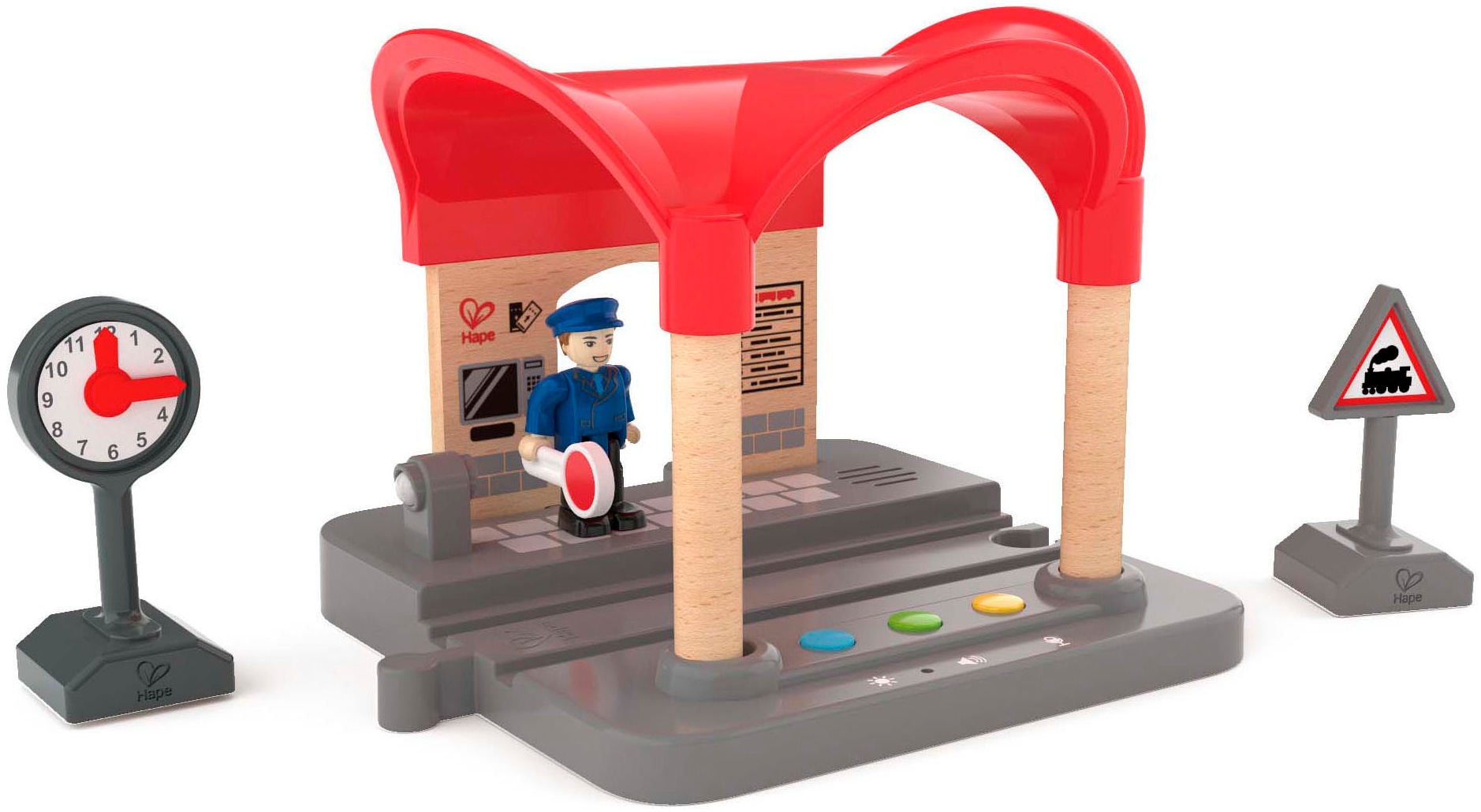 Hape Spielzeugeisenbahn-Gebäude »Bahnhof mit Durchsagefunktion« mit Soundeffekt