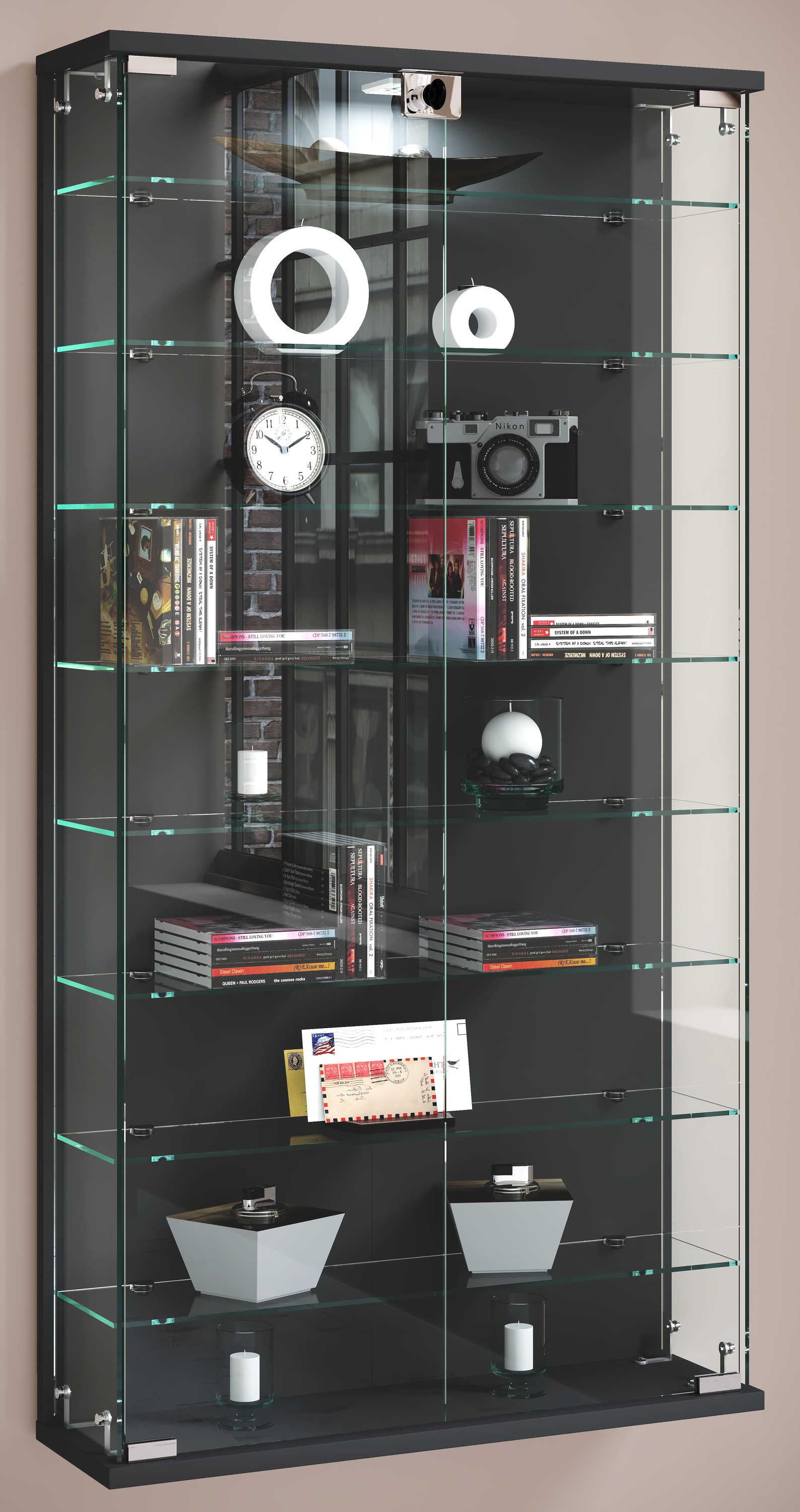 VCM Wandregal »Wandvitrine Hängevitrine Glasvitrine Relas L«