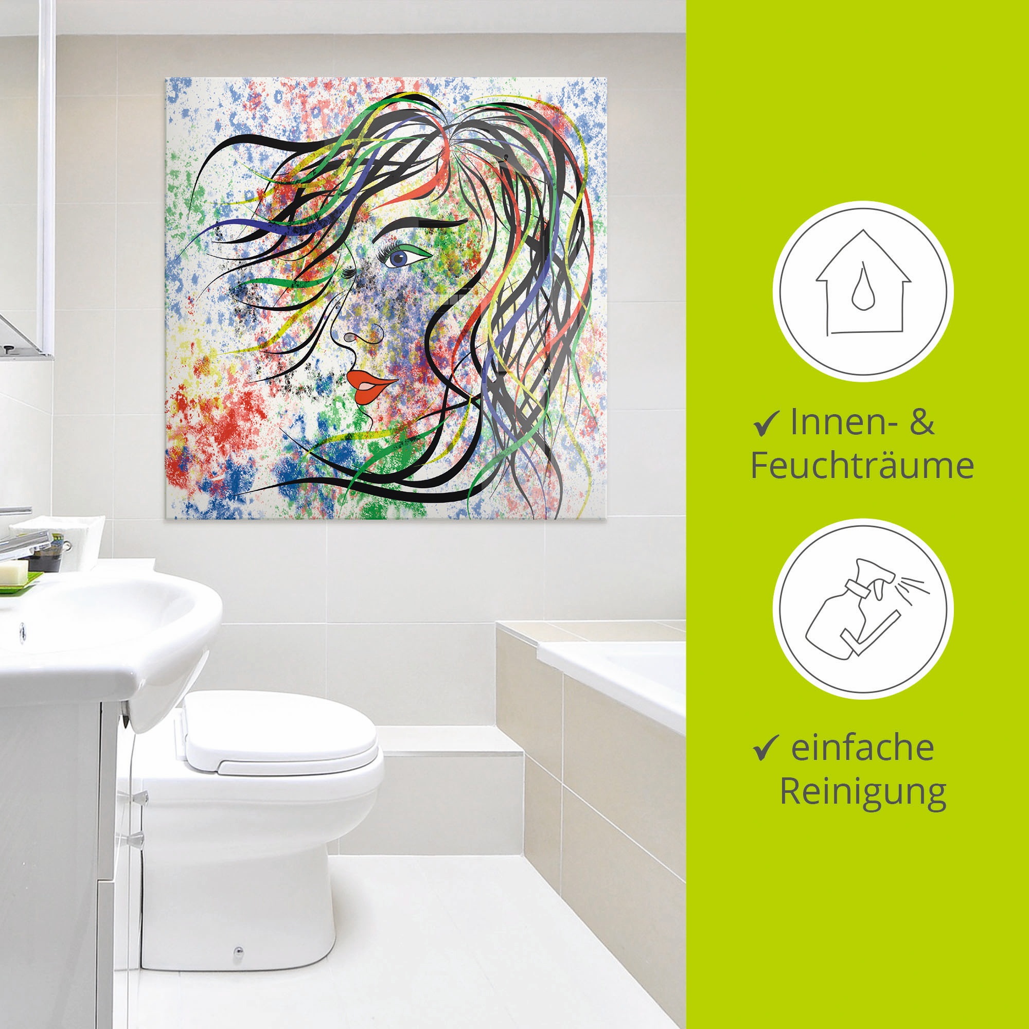 Artland Glasbild »Modern Porträt«, Frau, (1 St.), in verschiedenen Größen