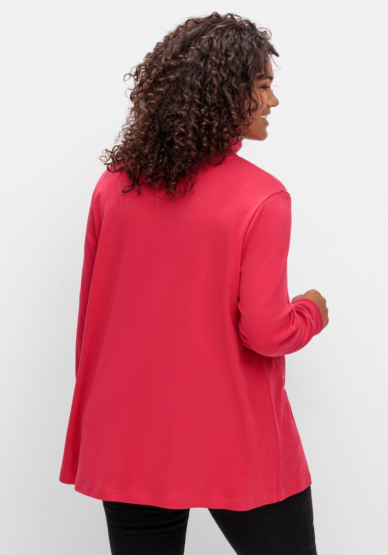 Sheego Langarmshirt »Langarmshirt mit Rollkragen, in A-Linie«, mit Rollkragen, in A-Linie