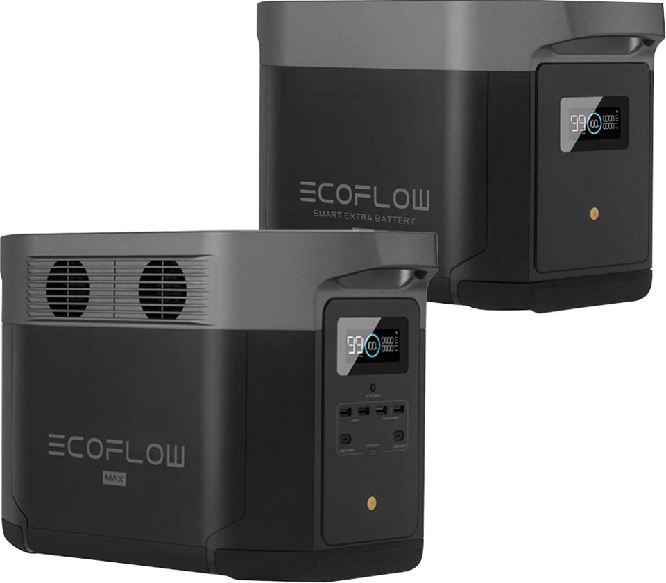 Ecoflow Solaranlage »Delta Max 2000 + 200W Offgridtec® Hardcover Solartasche«, (Spar-Set), mit Erweiterungsakku 2016Wh, Plug and play