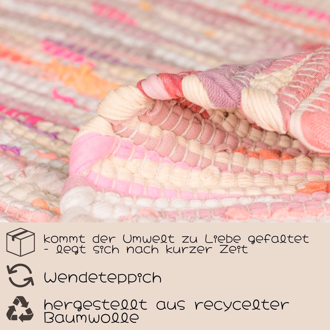 my home Teppich »Bente«, rechteckig, 10 mm Höhe, Handweb Teppich, 90% Baumwolle, handgewebt, Scandi