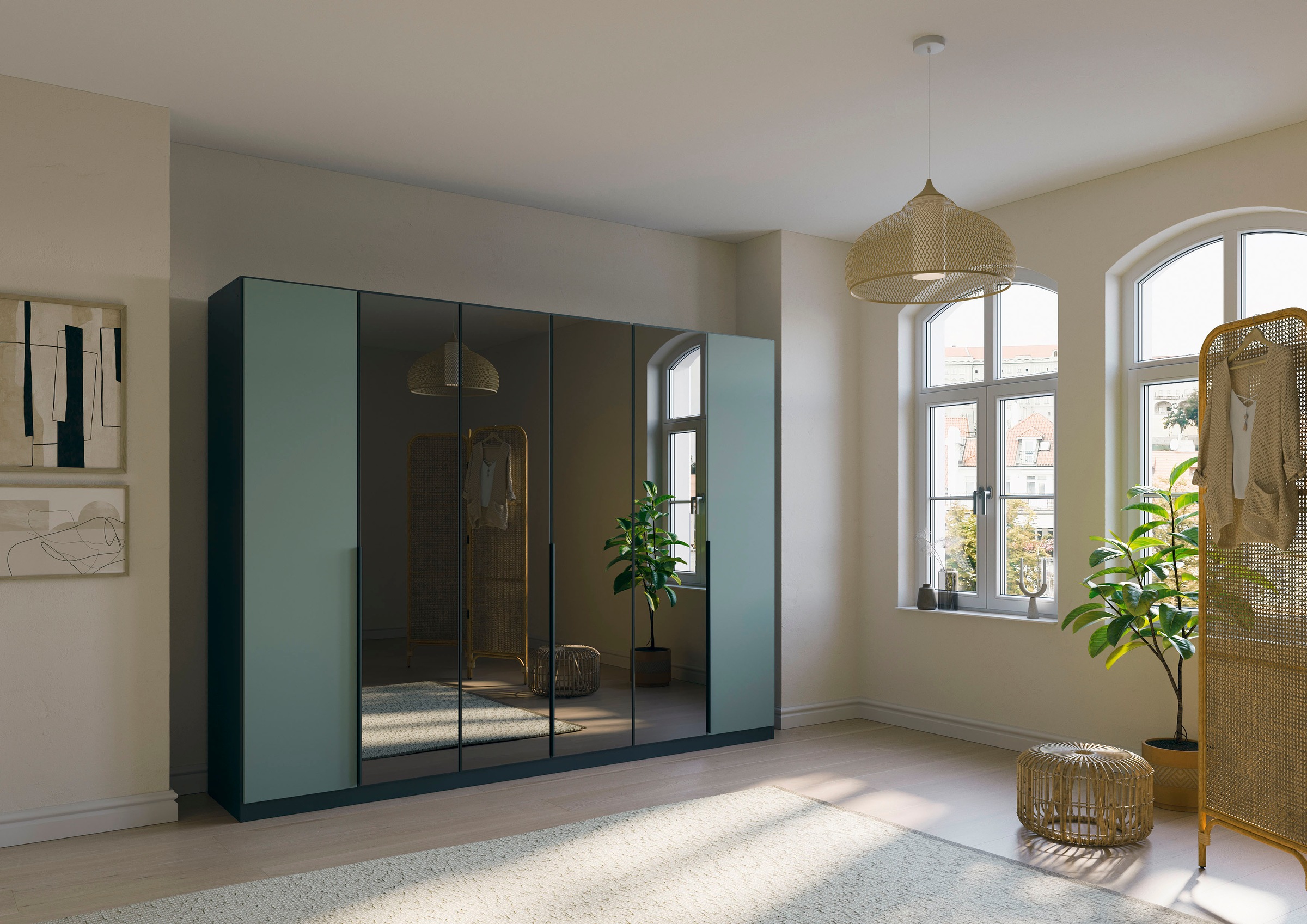 INOSIGN BY RAUCH Drehtürenschrank »Ferris Schrank Breite 2,10m BESTSELLER Schlafzimmerschrank«, Kleiderschrank mit Spiegel in den Ausführungen BASIC/CLASSIC/PREMIUM