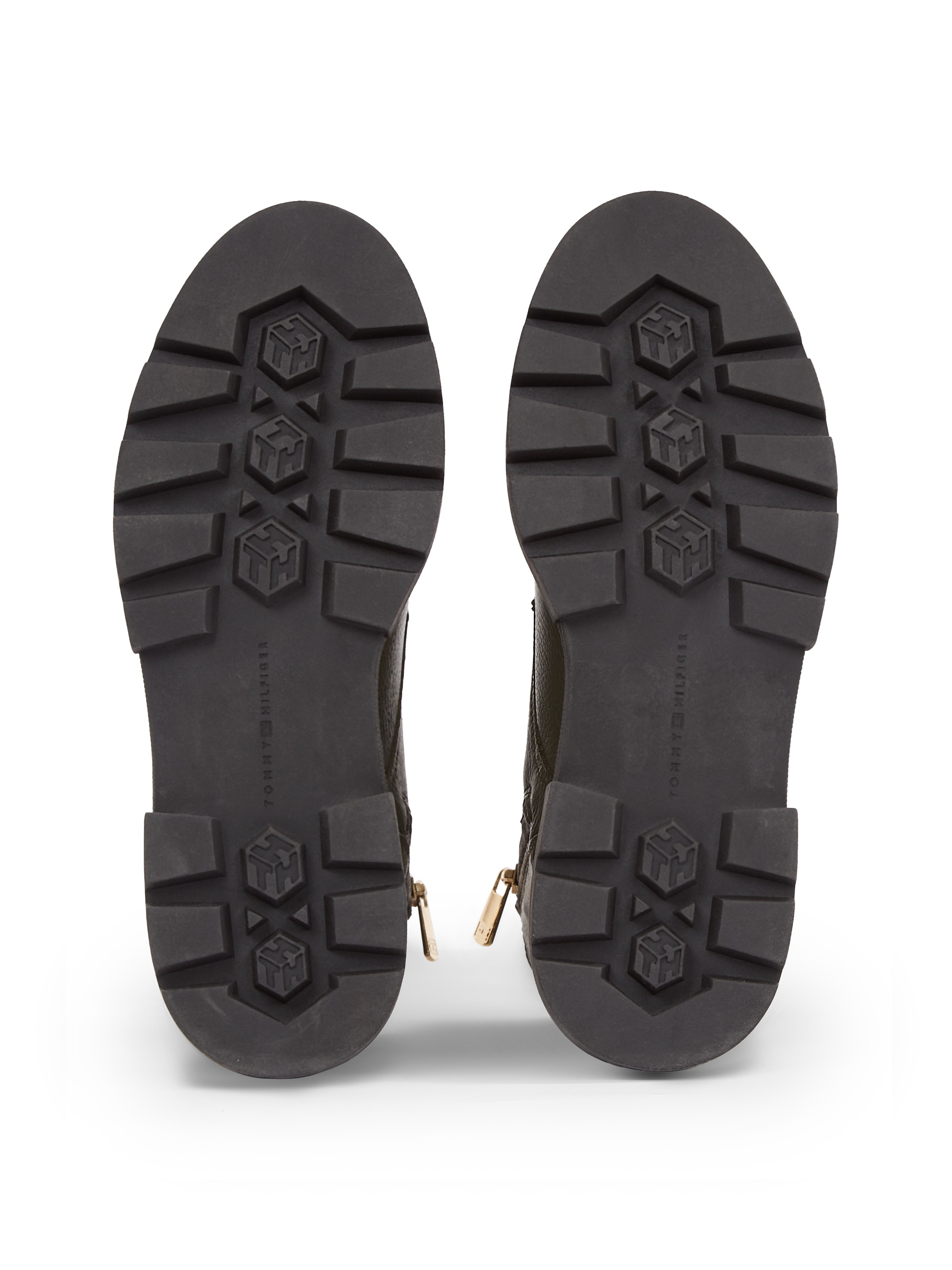 Tommy Hilfiger Schnürboots »BICOLOR LEATHER LACE-UP«, Plateau, Schnürstiefelette, Chunkyboots, goldfarbener Logoschriftzug