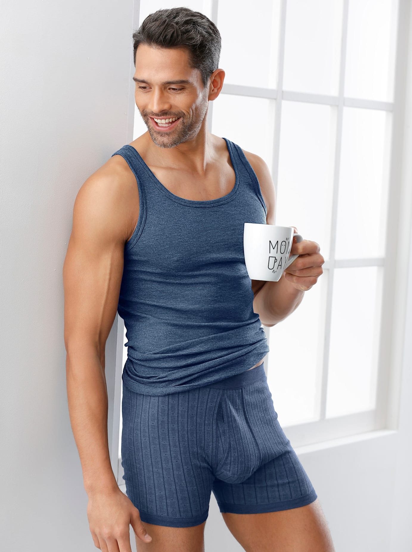 Wäschepur Herren Unterhemd 2 Stk. tlg. in blau, Größe 5