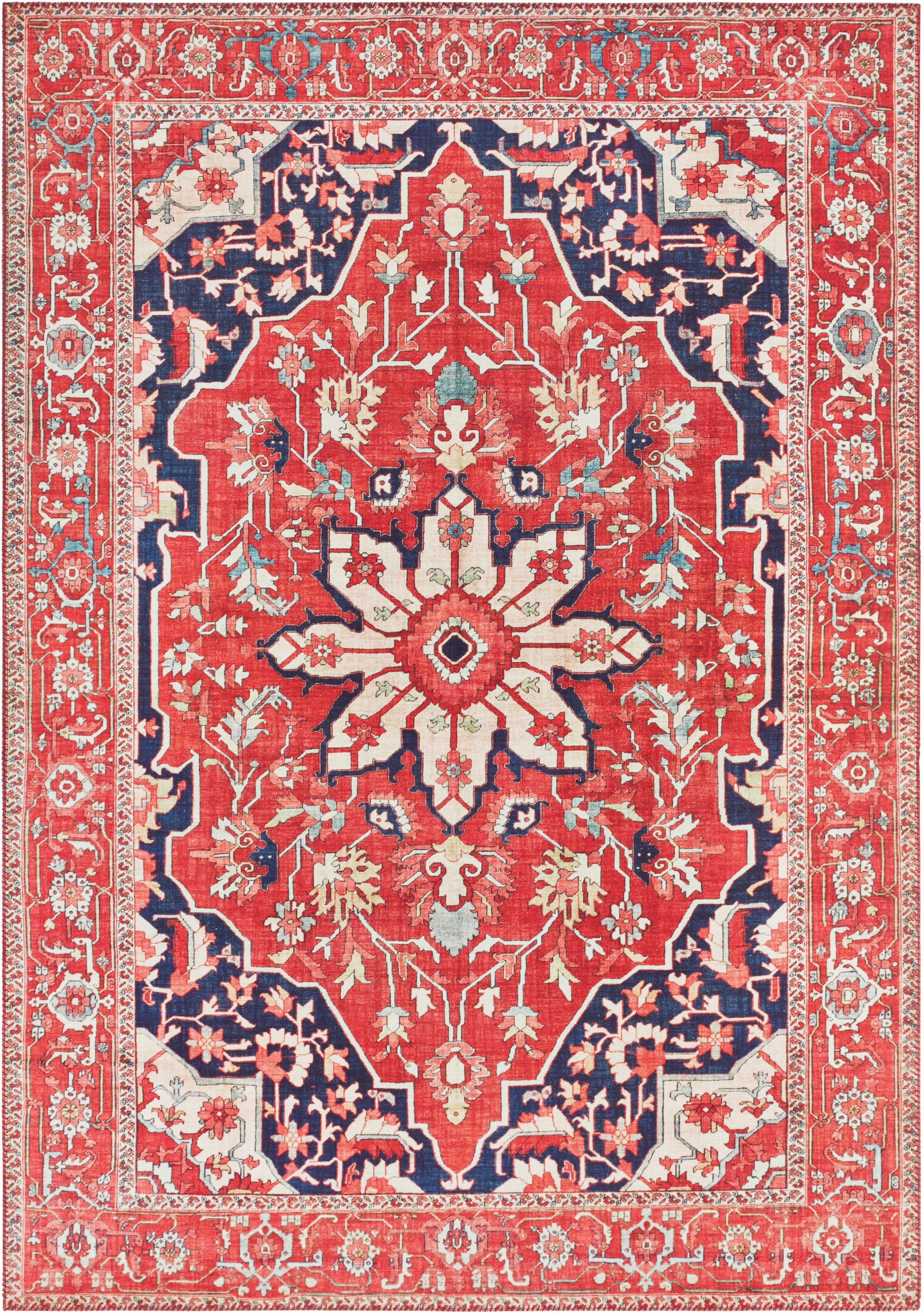 ELLE DECORATION Teppich »Täbriz«, rechteckig, 5 mm Höhe, Orient Optik, Vintage Design, Wohnzimmer, Schlafzimmer, Robust, Pflegeleicht, gekettelt, kräftige Farben