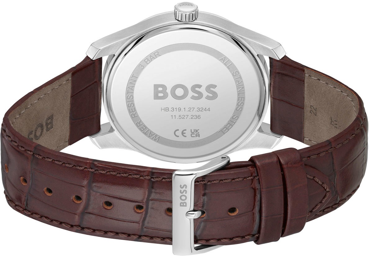 BOSS Quarzuhr »PRINCIPLE«, Herrenuhr, Armbanduhr, Datum, Lederarmband