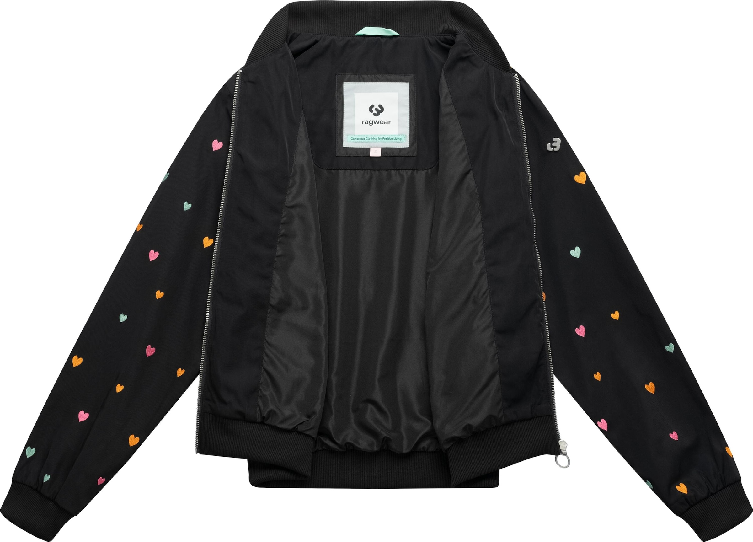 Ragwear Bomberjacke »Bomberjacke Lunara Hearts« ohne Kapuze Blousonjacke mit verspielten Stickereien