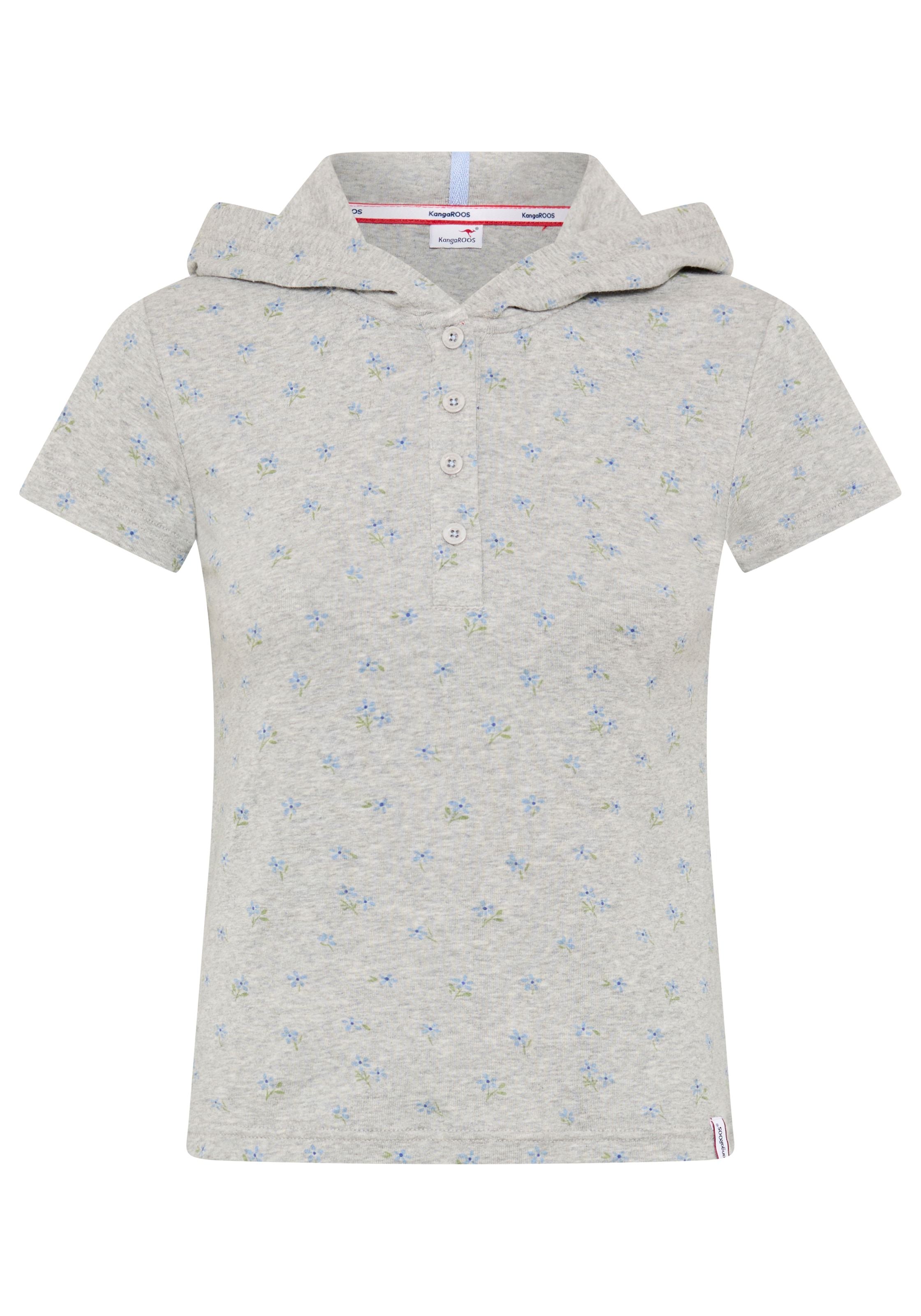 KangaROOS Kapuzenshirt figurbetonte Passform, Kurzarm, mit Kapuze, Rippware