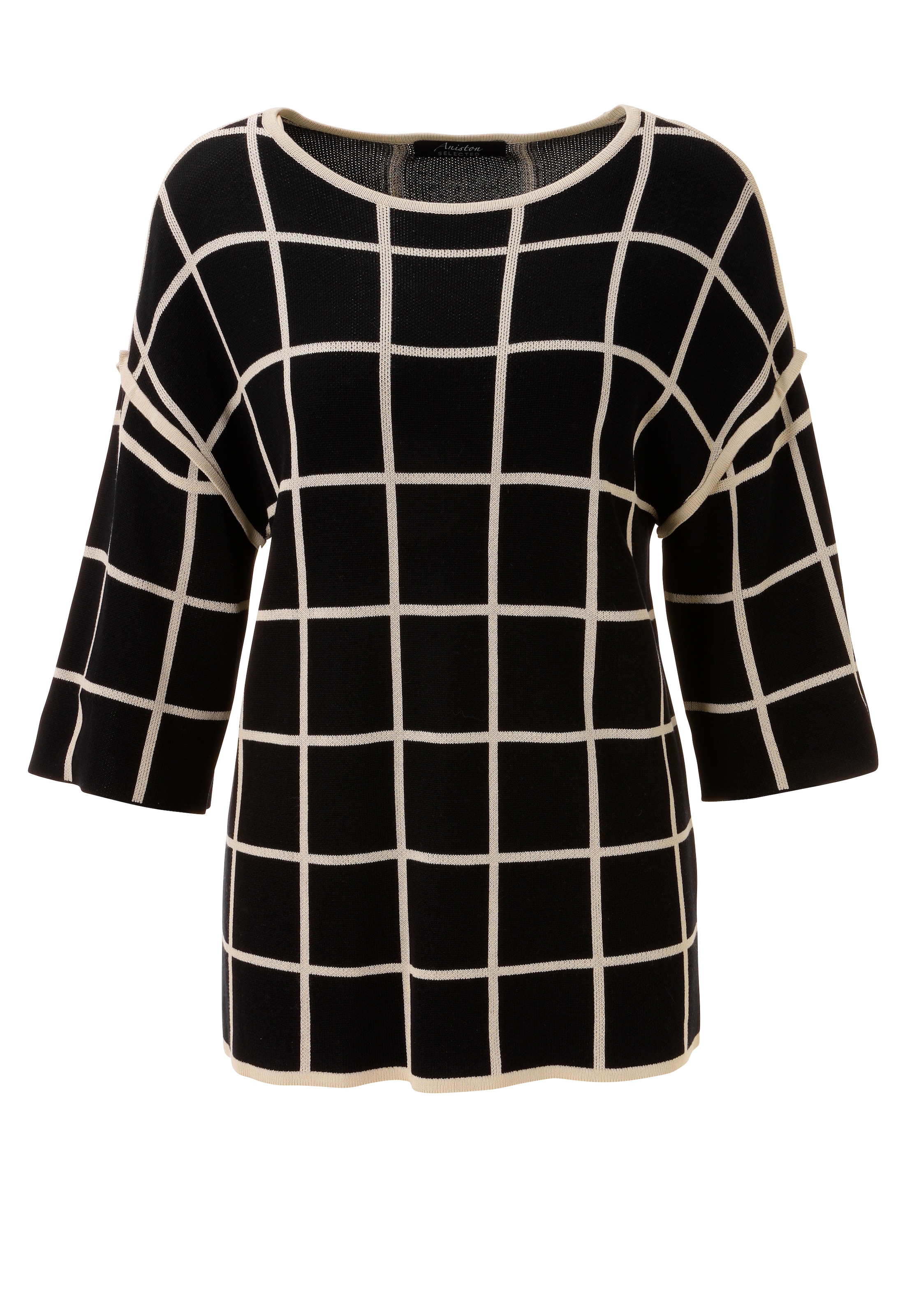 Aniston SELECTED Strickpullover mit auffälligen Karomuster allover - NEUE KOLLEKTION