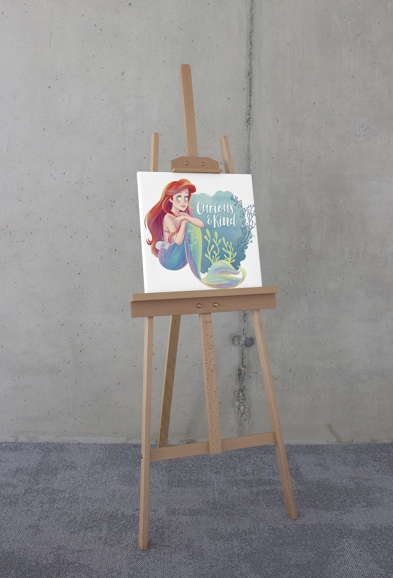 Komar Leinwandbild »Disney Ariel Curious & Kind«, Disney, (1 St.), 40 x 40 cm (Breite x Höhe) - Kinderzimmer, Dekoration