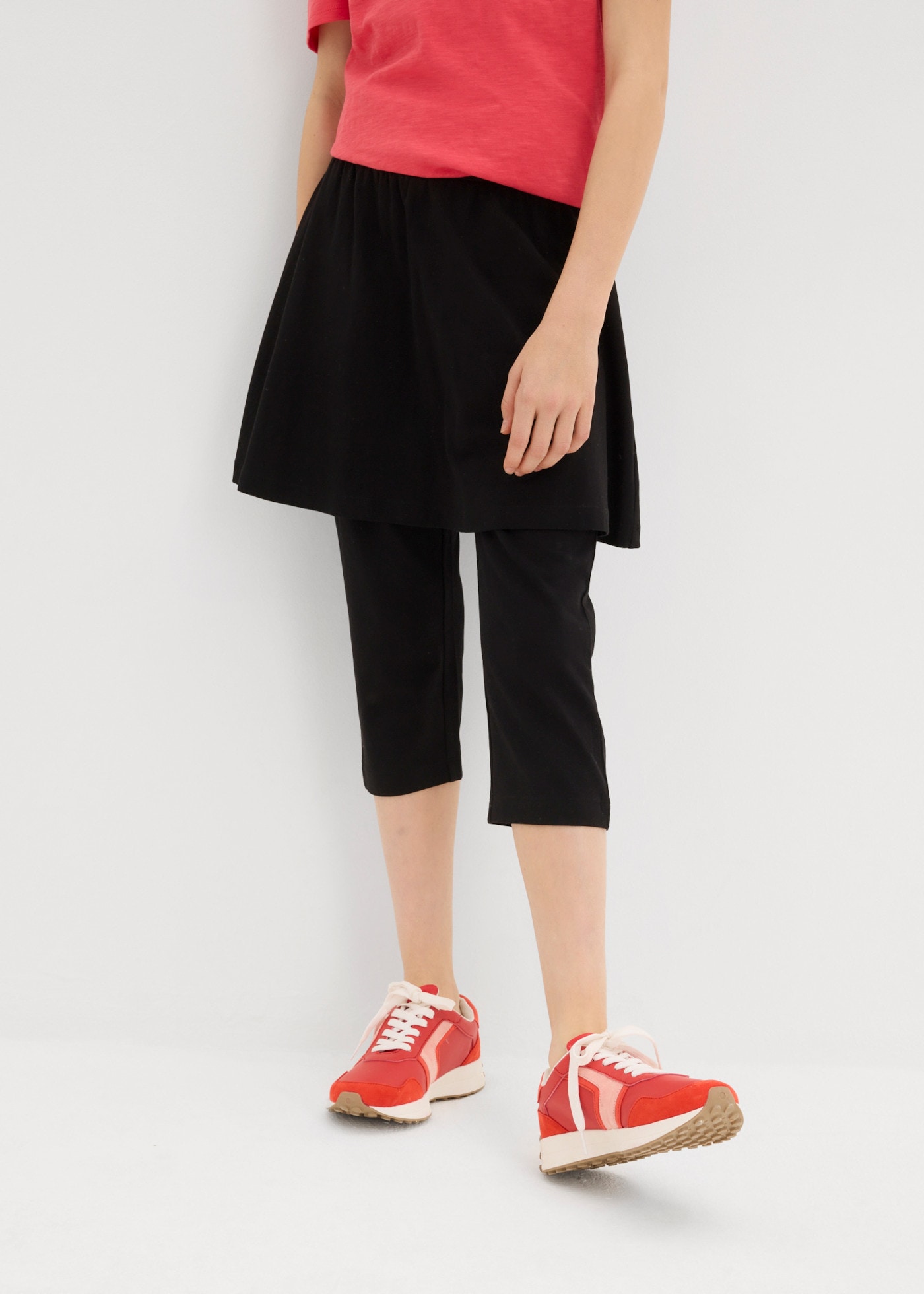 bonprix Caprileggings  aus elastischem Baumwoll-Mix, Capri-Länge, mit integriertem Rock