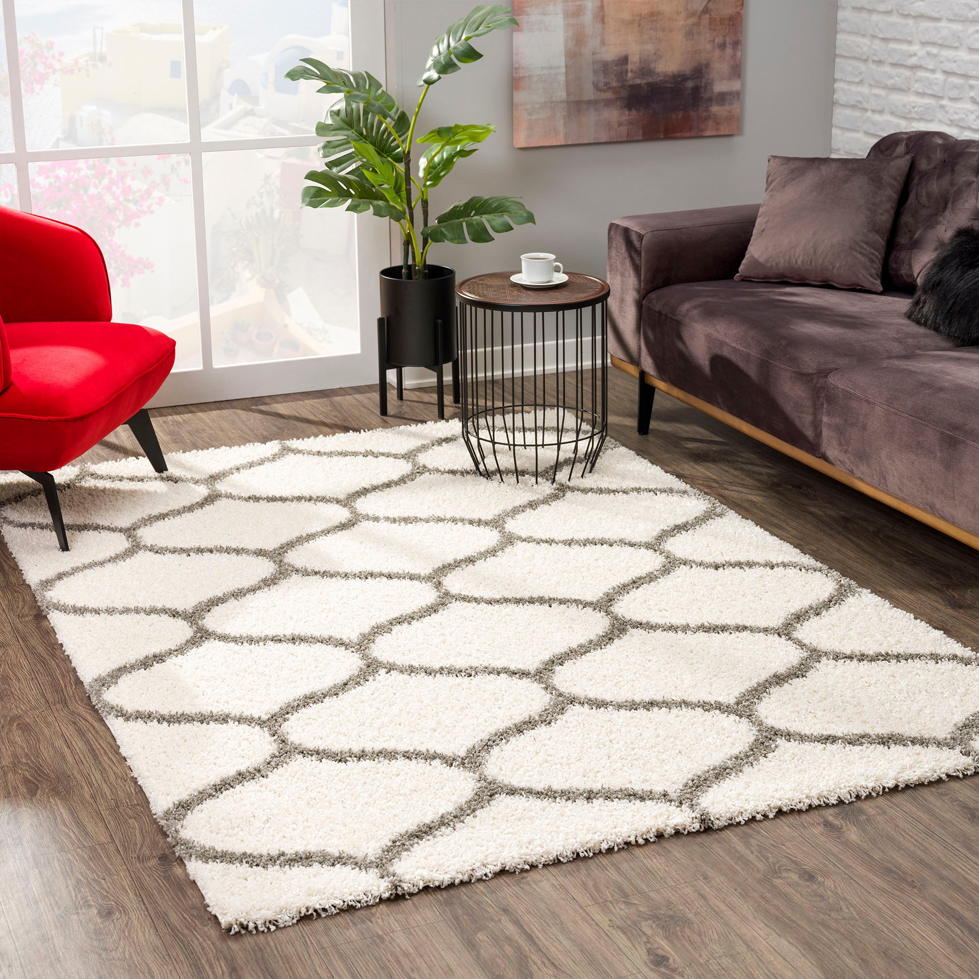 Sanat Hochflor-Teppich »Madrid«, rechteckig, 30 mm Höhe, Wohnzimmer, Langflor, Shaggy Teppich