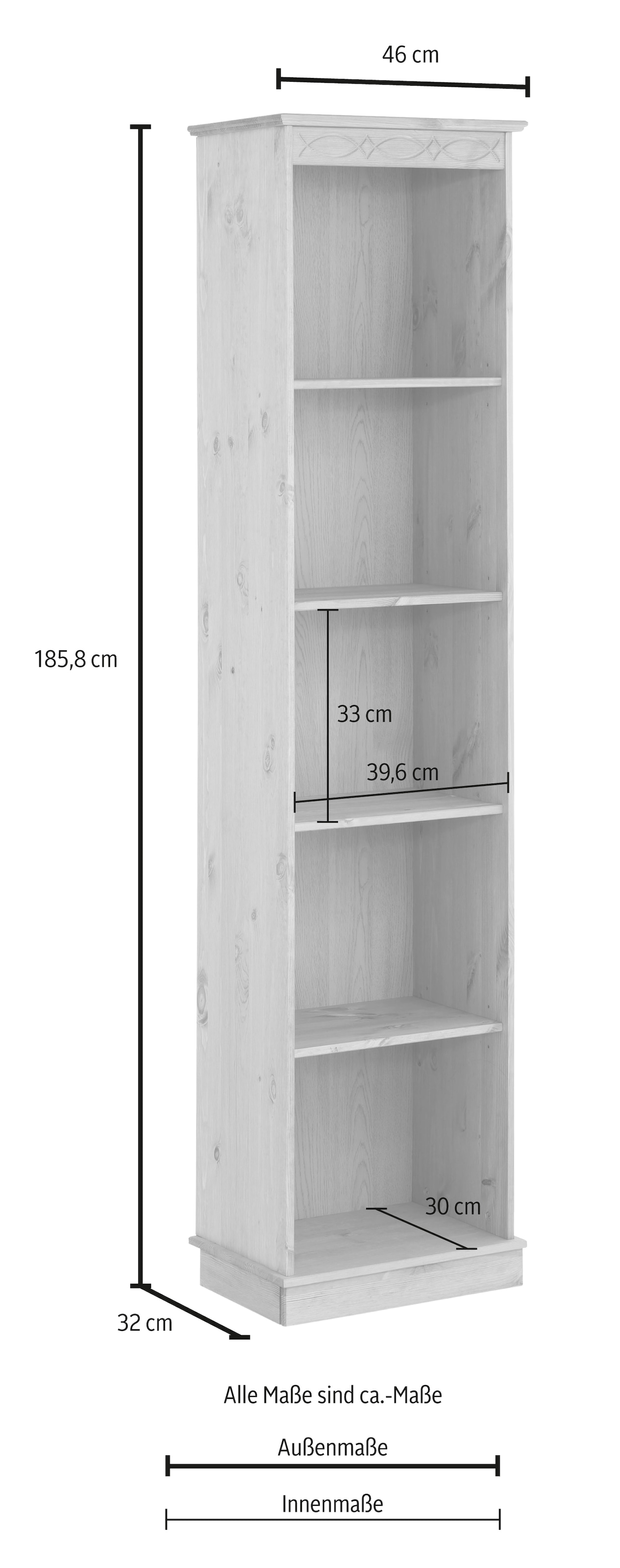 Home affaire Bücherregal »Indra«, aus massiver Kiefer, in verscheidenen Höhen, mit FSC®