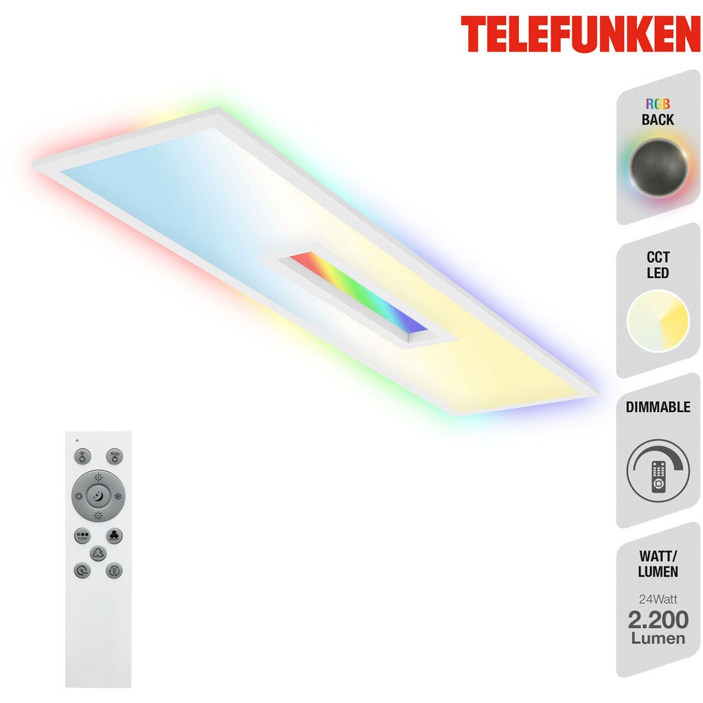 Telefunken Panel »CCT LED Panel CENTERBACK«, Deckenleuchte, RGB, Backlight, CCT, inkl. Fernbedienung, dimmbar