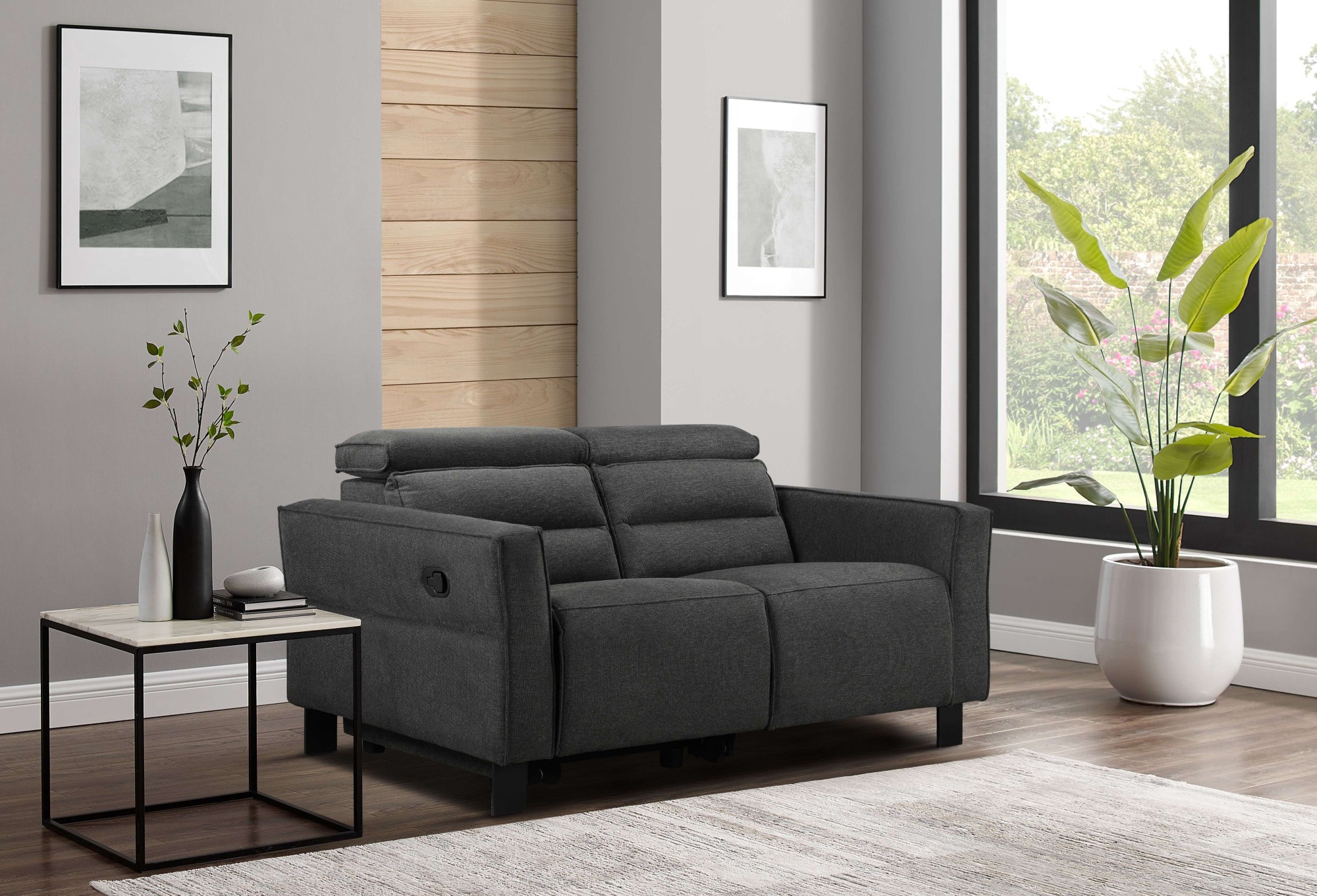 OTTO home 2-Sitzer »Carpari Webstoff, 162 cm, man./elektr. Relaxfunktion« (USB A/C), sowie Kopfteilverstellung