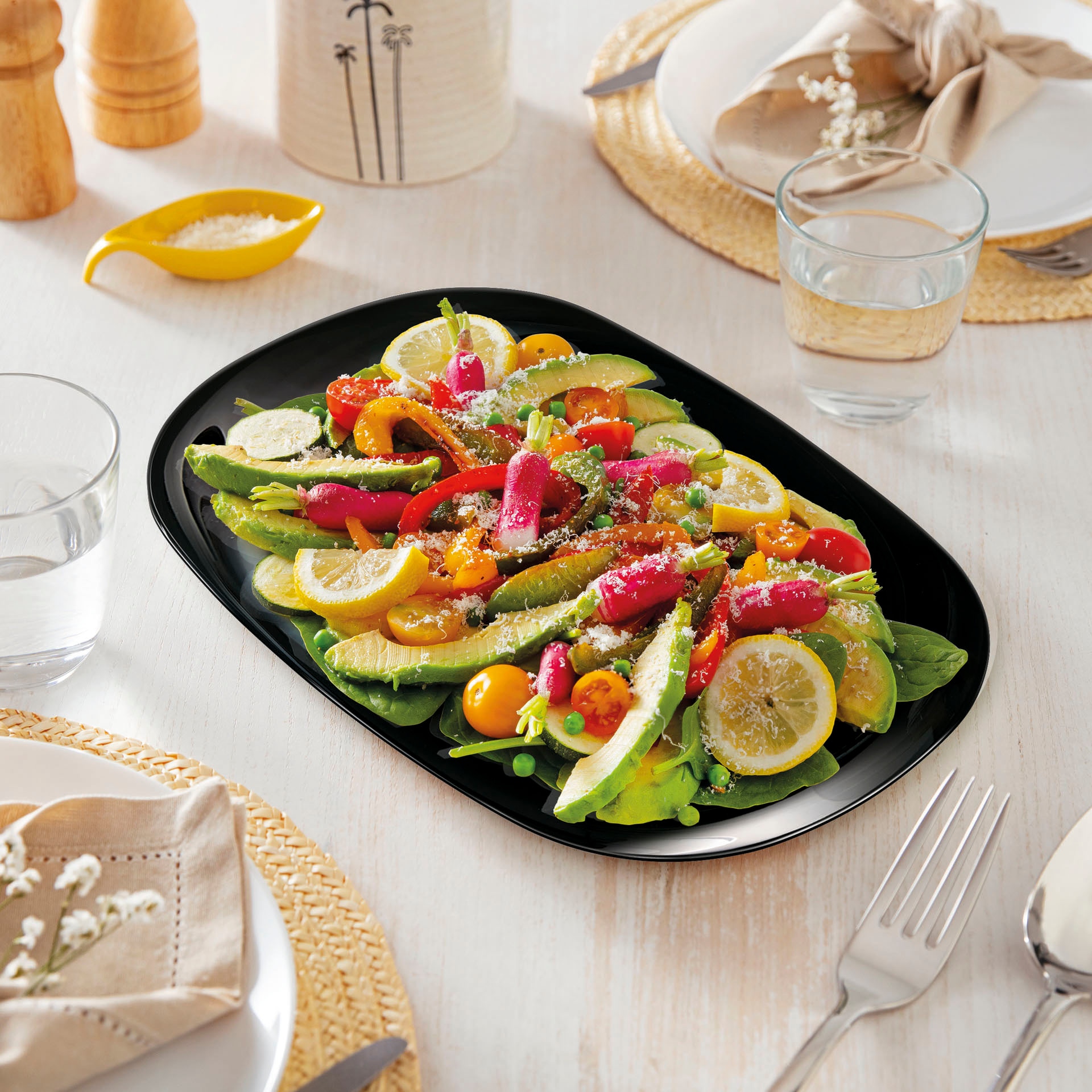 Luminarc Steakteller »Essteller Italien Party« Teller Set für 6 Personen, extra resistent, schwarz, Opalglas