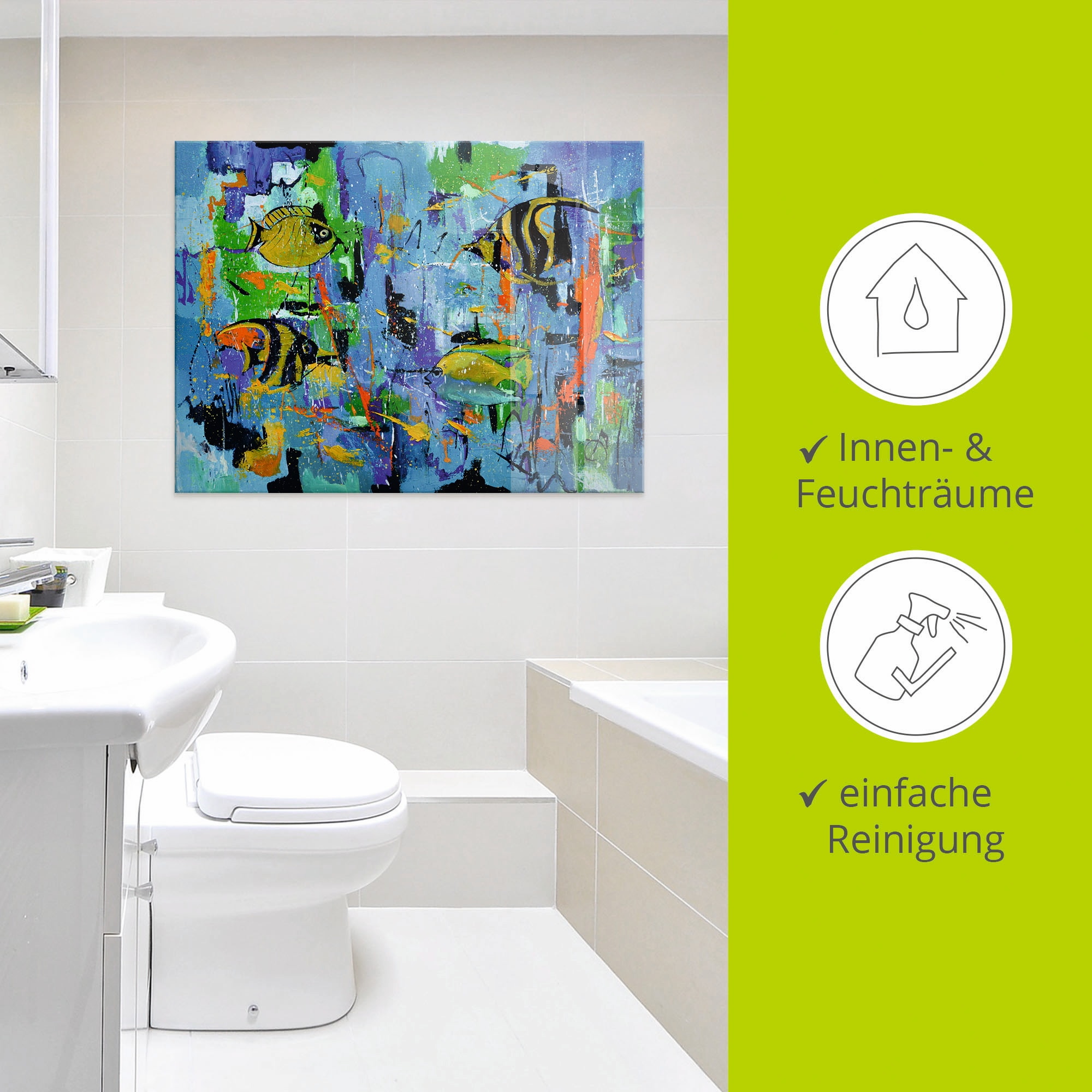 Artland Glasbild »Abstrakt Fische Blau« Wassertiere 1 Stk. tlg. in verschiedenen Größen