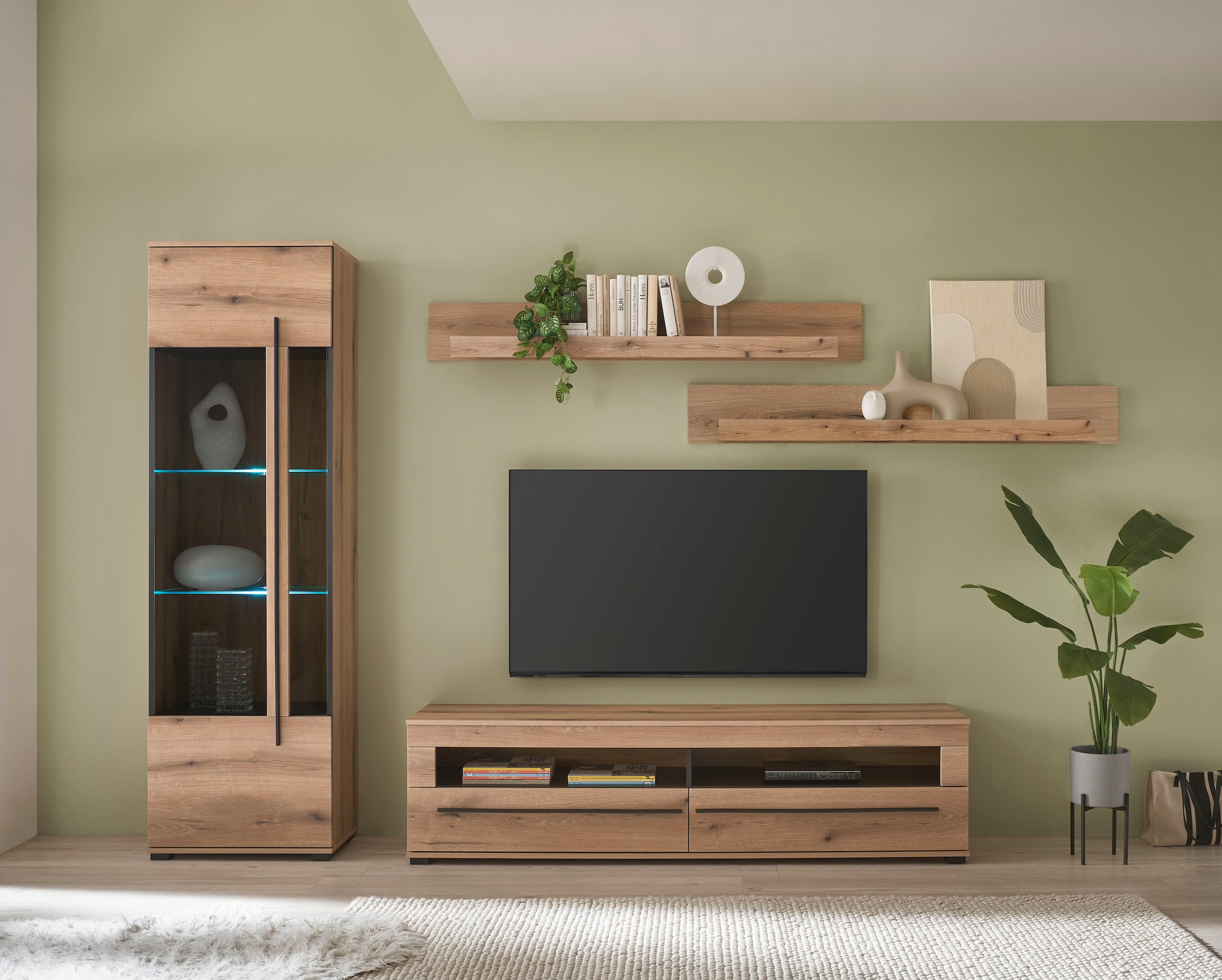 INOSIGN Lowboard »modernes TV-Unterteil, Kommode in Eiche Evoke oder weiß«, schwarze Stangengriffe, ausreichend Stauraum, vielseitig einsetzbar