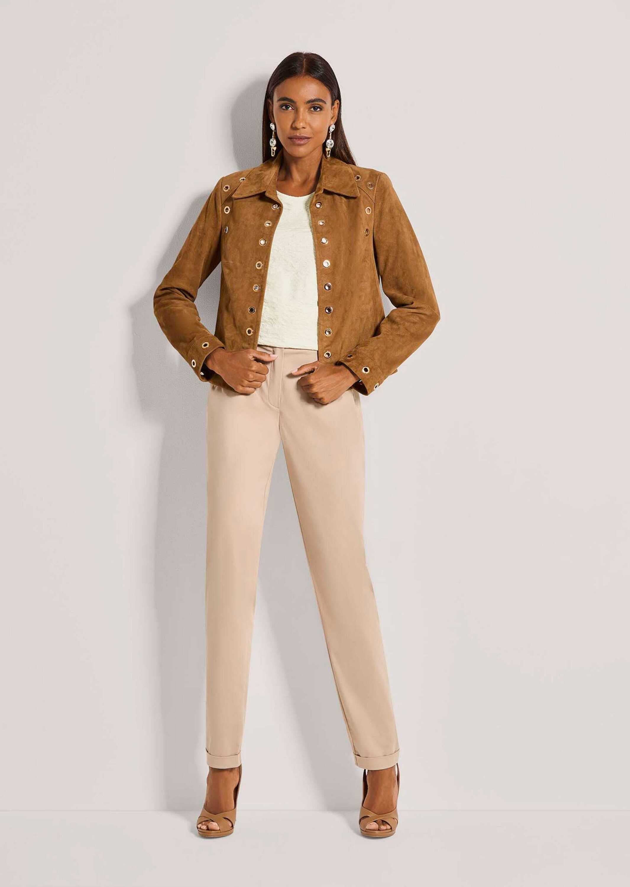 MADELEINE Jeansjacke »Lederjacke Kurzjacke mit Ösendetails« Glänzende Ösendetails