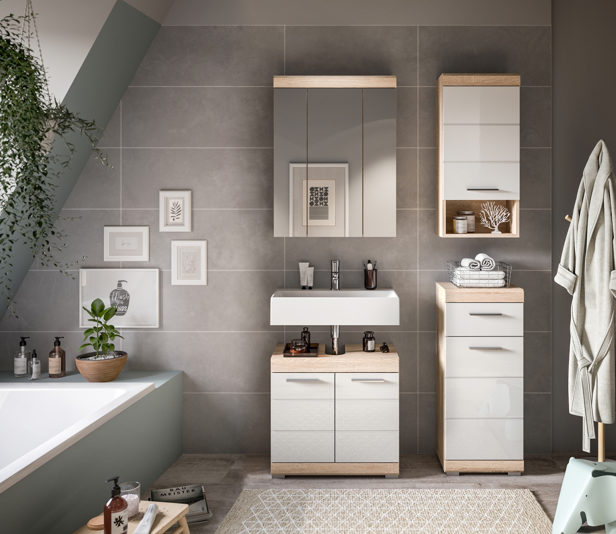 welltime Badmöbel-Set »Siena, 4 teilig, bestehend aus:« Set, TOPSELLER!, 4 Stk. tlg.