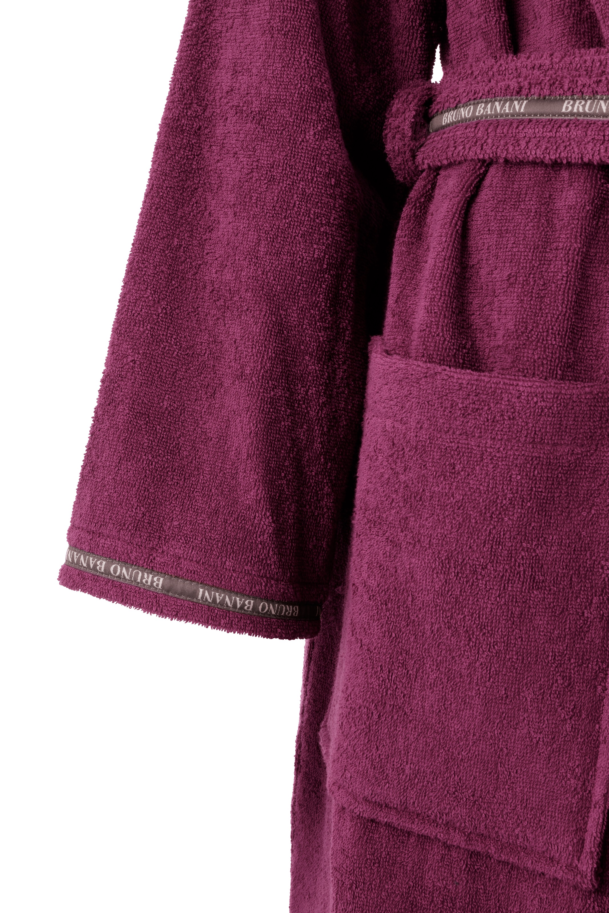 Bruno Banani Damenbademantel »Danny, ideal für Sauna & Spa, Hotelbademantel, Morgenmantel«, (1 St.), mit Logostreifen, aus 100% Baumwolle, XS-3XL