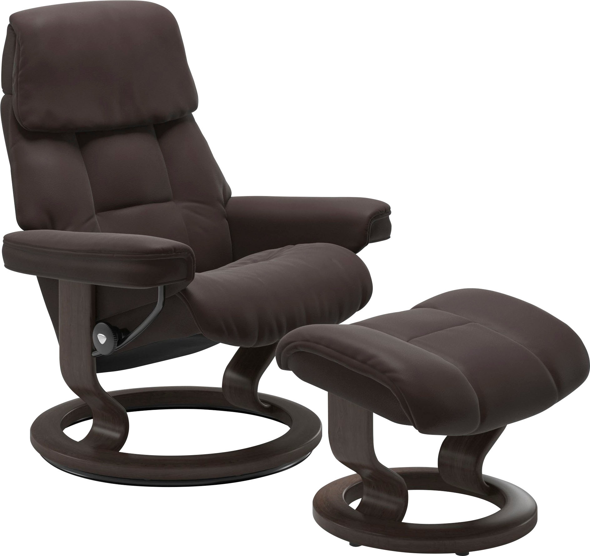 Stressless® Relaxsessel »Ruby«, (Set, Relaxsessel mit Hocker), mit Classic Base, Größe L, Gestell Eiche, Wenge, Braun & Schwarz