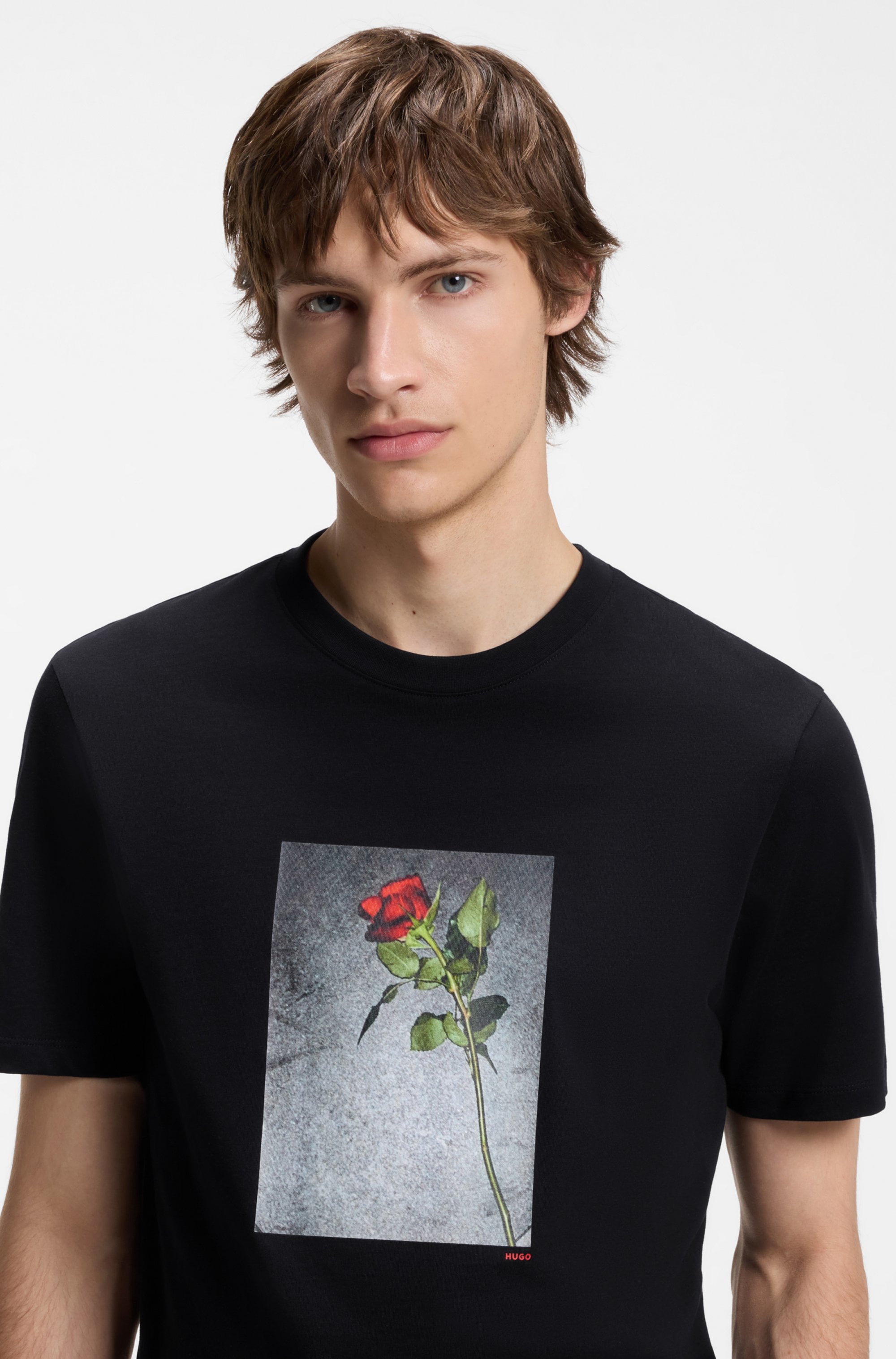 HUGO T-Shirt »Durose« Fotodruck, reine Baumwolle, Regular Fit