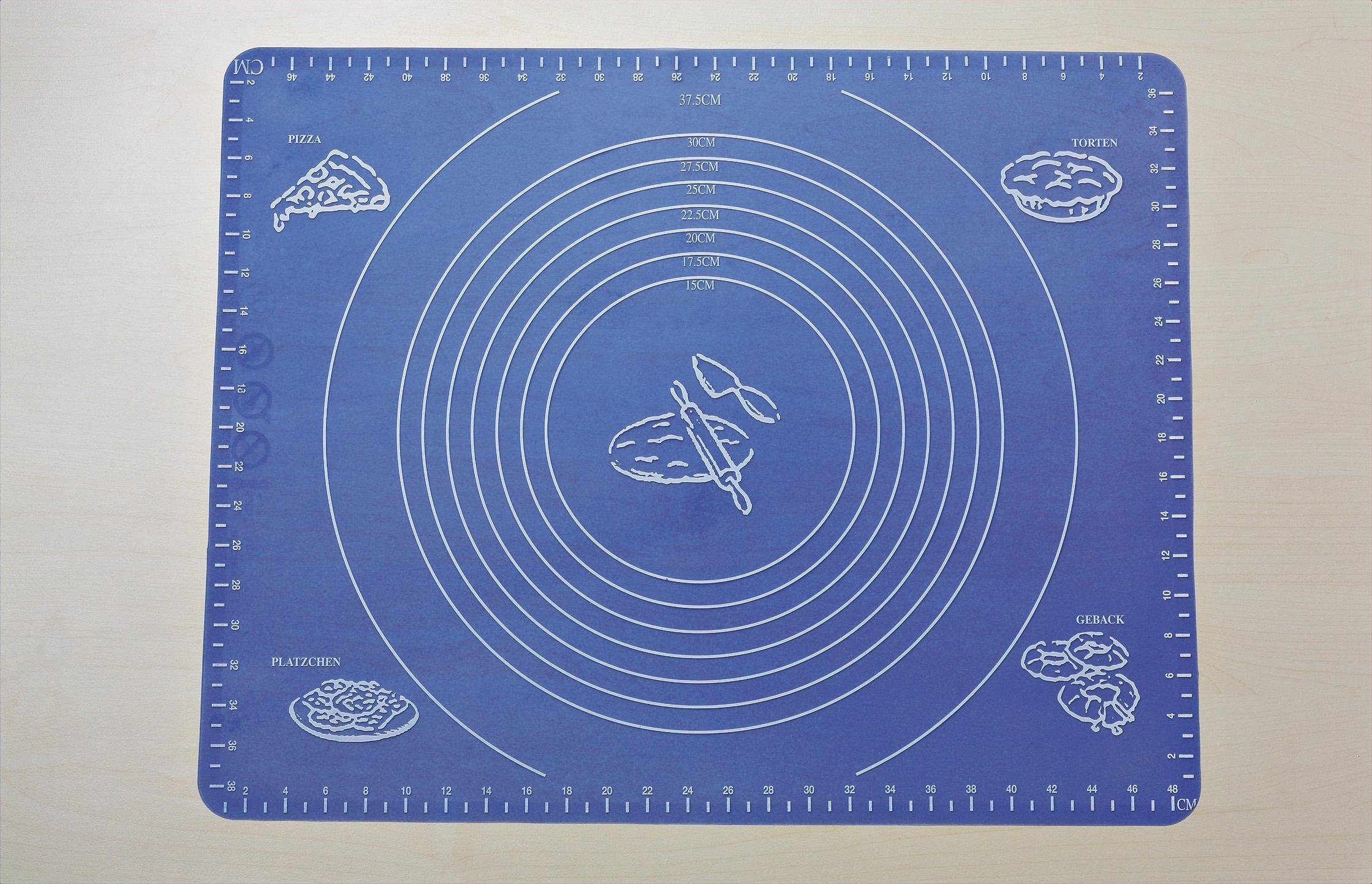 Think Kitchen Backmatte Silikon mit Einteilung in blau, Größe B/L: 40 cm x 50 cm