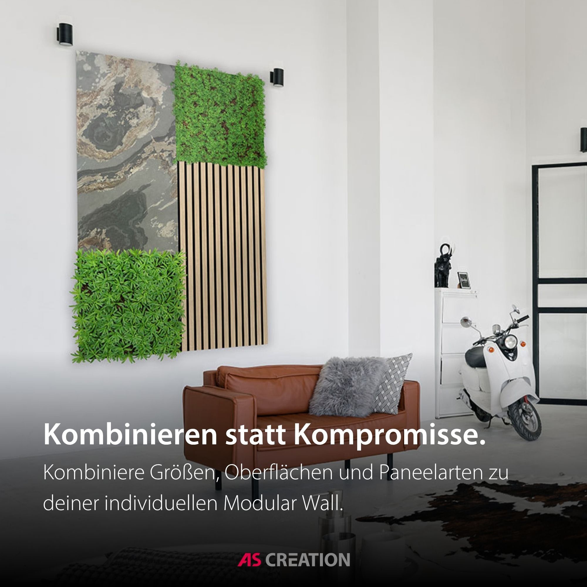 Architects Paper Wandpaneel »A.S. Création Modular Wall Wandpaneel Echtsteinoptik« 1 tlg. Echtsteinfurnier auf rPET-Filz mit natürlicher Oberflächenstruktur