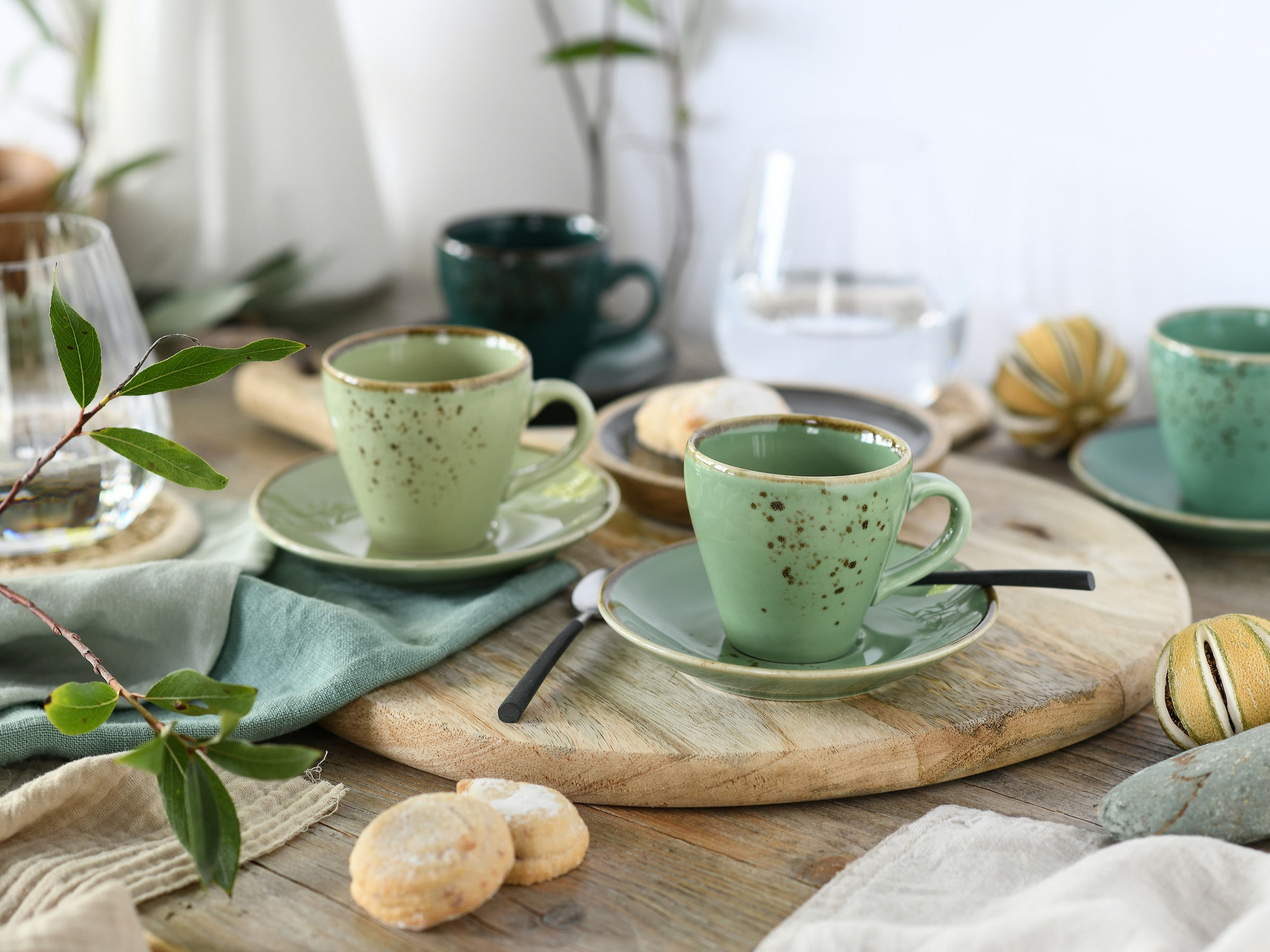 CreaTable Tasse »Nature Collection, Tassen-Set 16-tlg.« Naturverbundenes Design, Einzigartige Oberfläche
