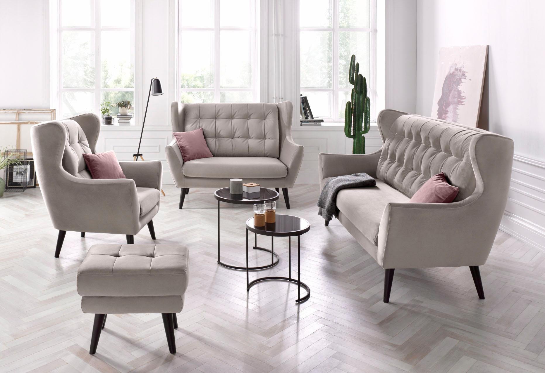andas Ohrensessel »Hemmink, Sessel, Loungesessel«, mit Knopfheftung