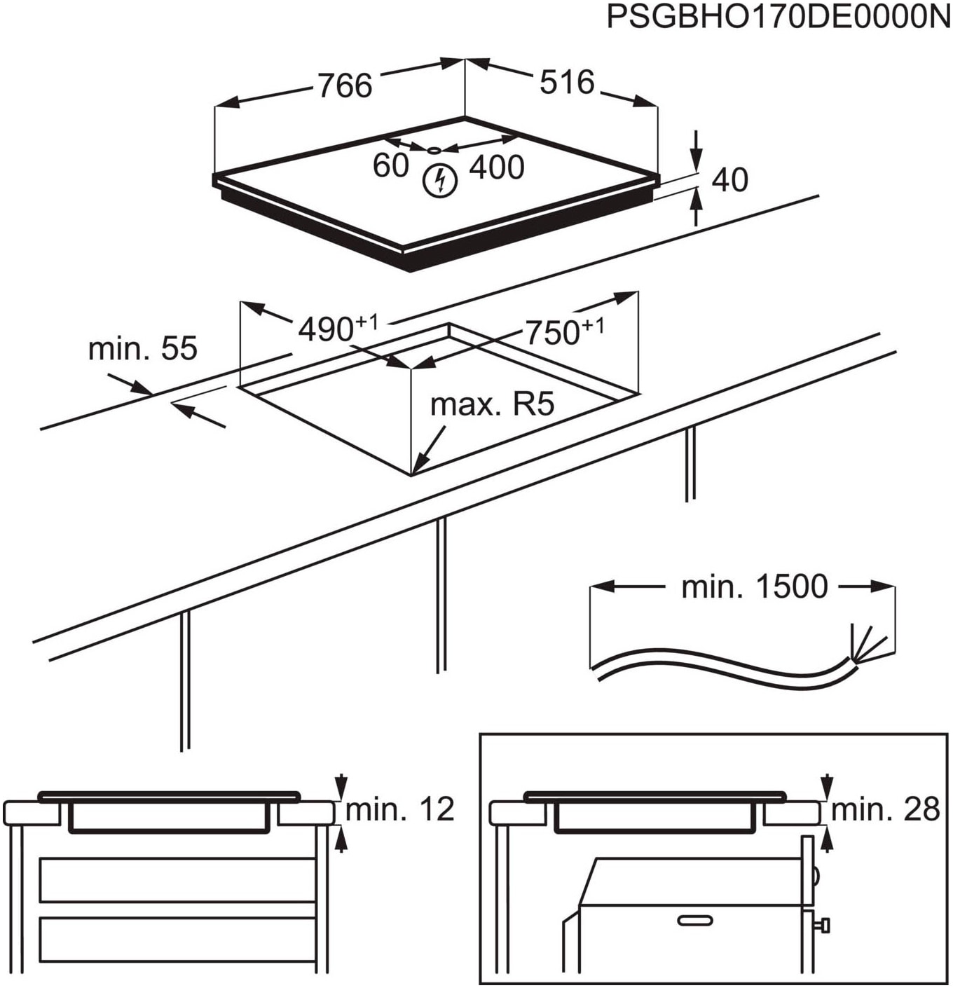 AEG Elektro-Kochfeld »HKA8578RAD %RESET%949598125%RESET%«, Hob²Hood-Funktion, Made in Germany, Öko- und CountUp-Timer, 80 cm