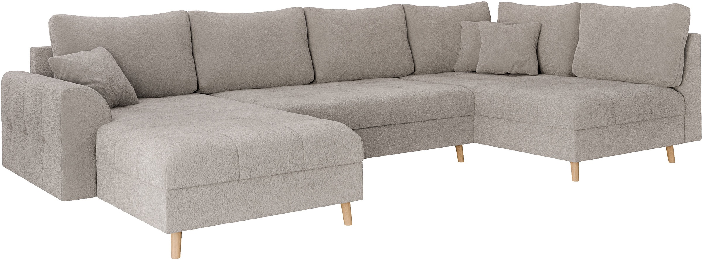 Home affaire Wohnlandschaft »CHARRE U-Form mit Ottomane, Maße B/T/H: 310/161/81 cm«, feine Steppung, lose Rücken- und Zierkissen, auch in Cord und Bouclé