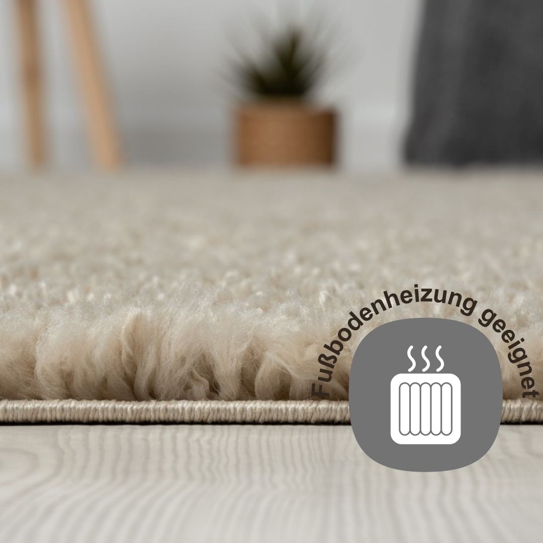 Myflair Möbel & Accessoires Hochflor-Teppich »My Shaggy«, rund, 37 mm Höhe, Shaggy, Uni Farben, leicht glänzend, Microfaser, extra flauschig