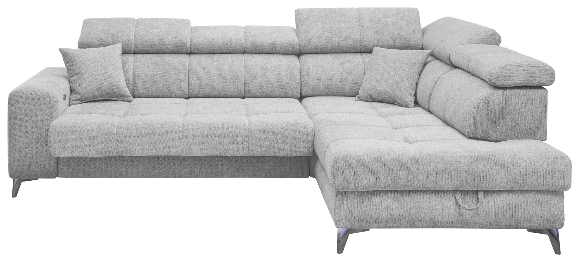 ED EXCITING DESIGN Ecksofa »Sydney L-Form mit Bettfunktion, Bettkasten, Kopfteilverstellung«, motorischer Sitztiefenverstellung, USB-Port & 2 Zierkissen